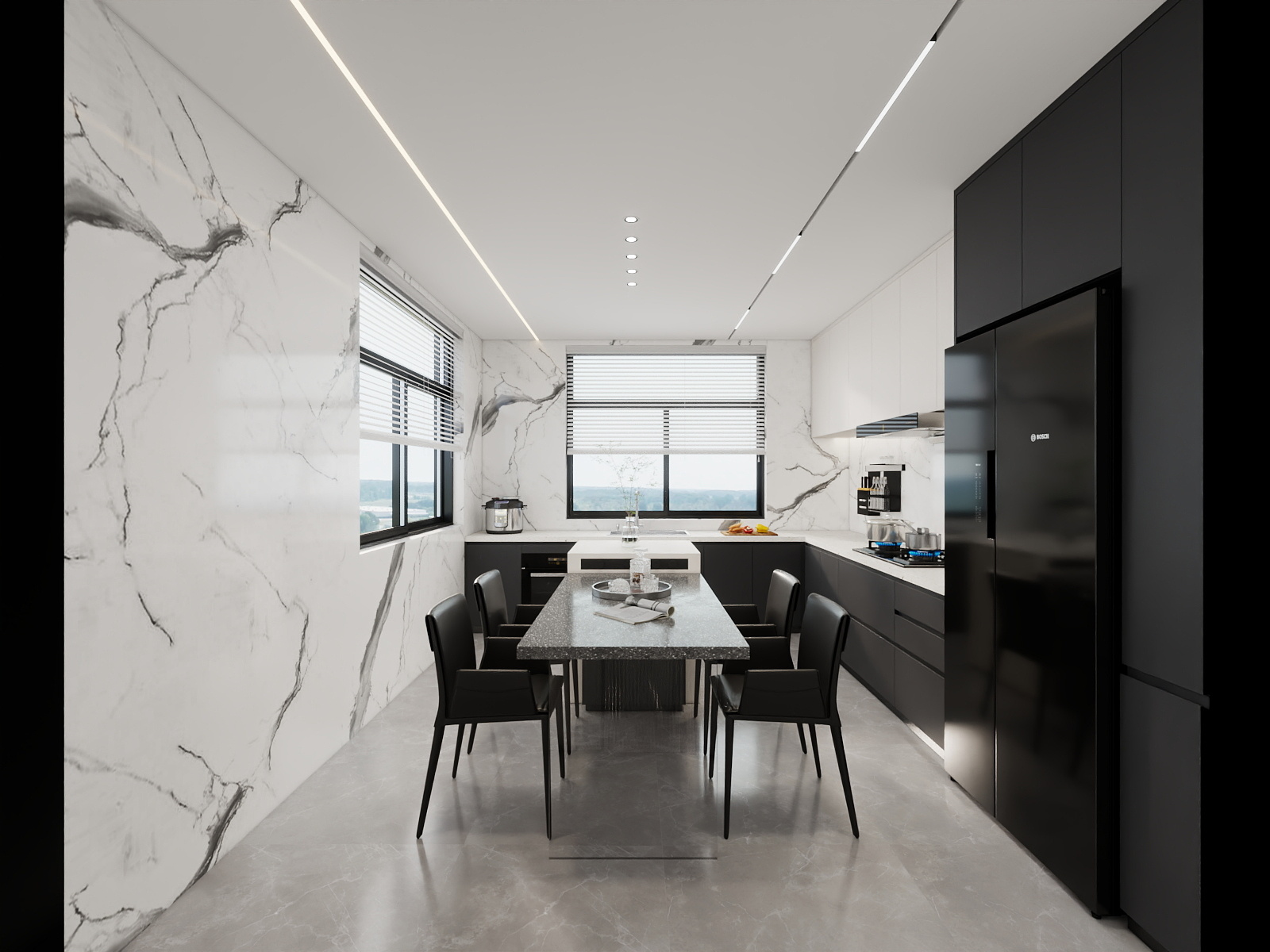 100元设计方案- 127m²现代黑白灰风格设计装修效果图