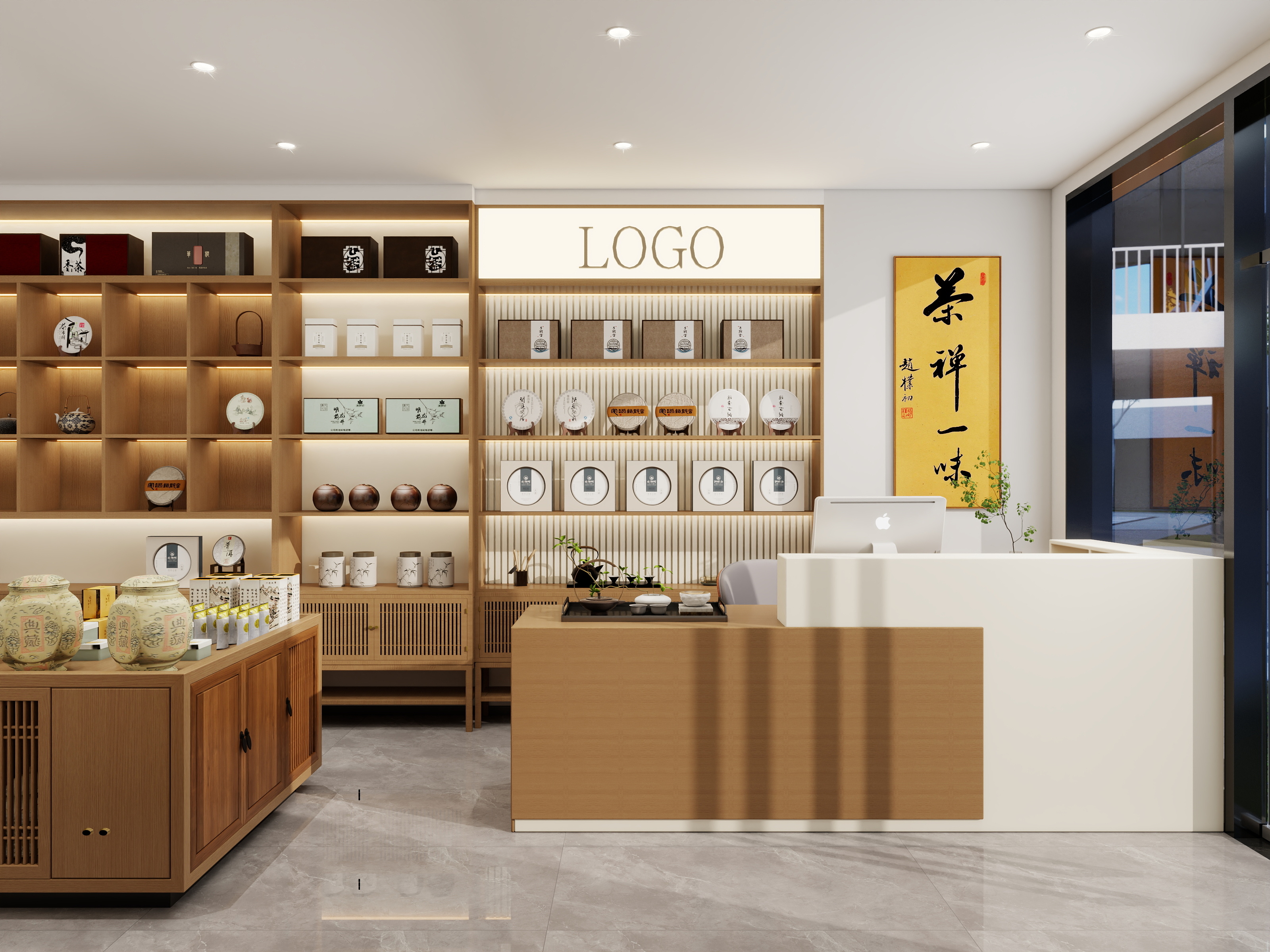 水色设计工作室-以茶之名|60m²原木风茶叶店-装修设计方案