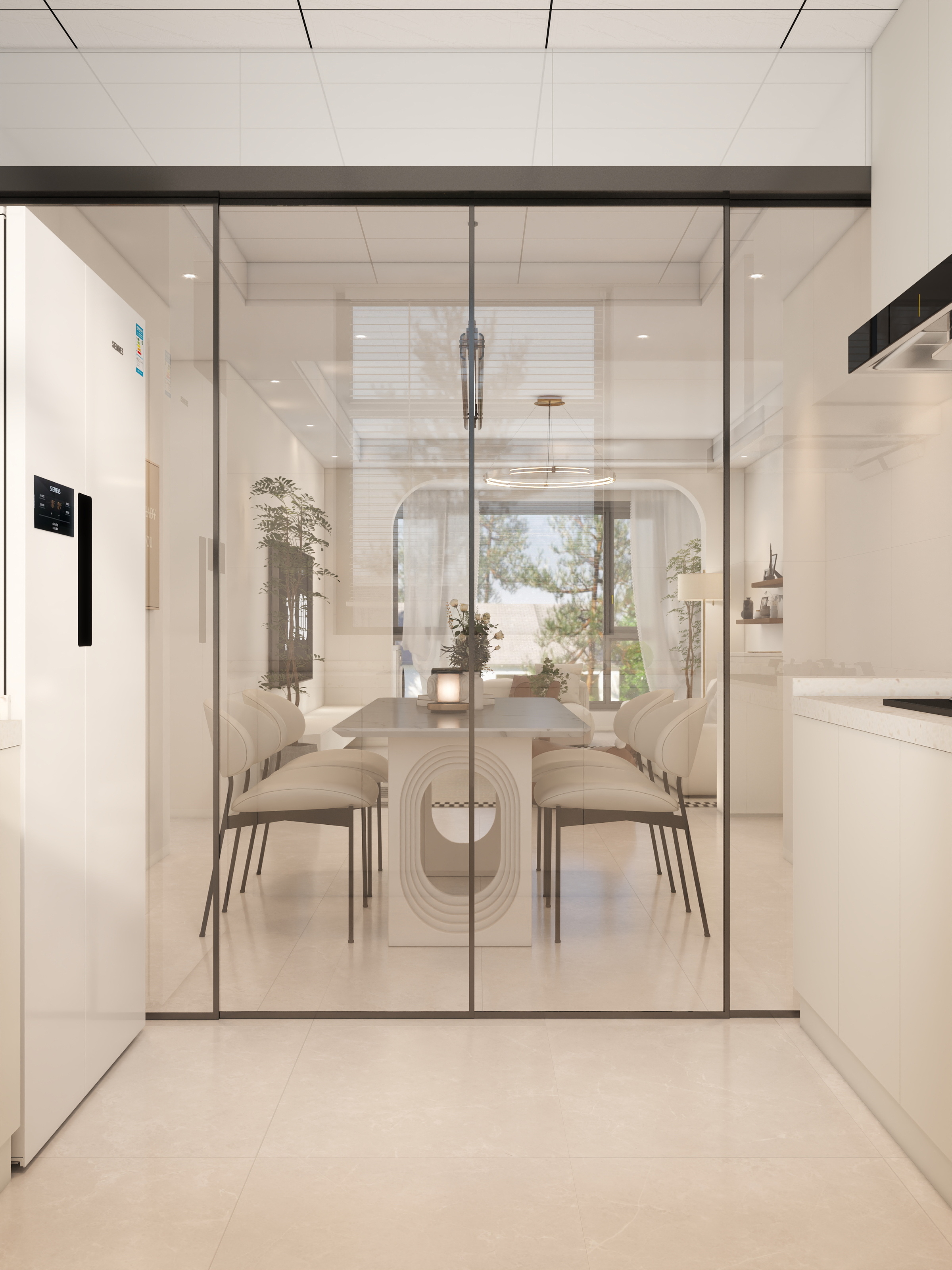 李青越-103方现代简约奶油风格三居室装修效果图