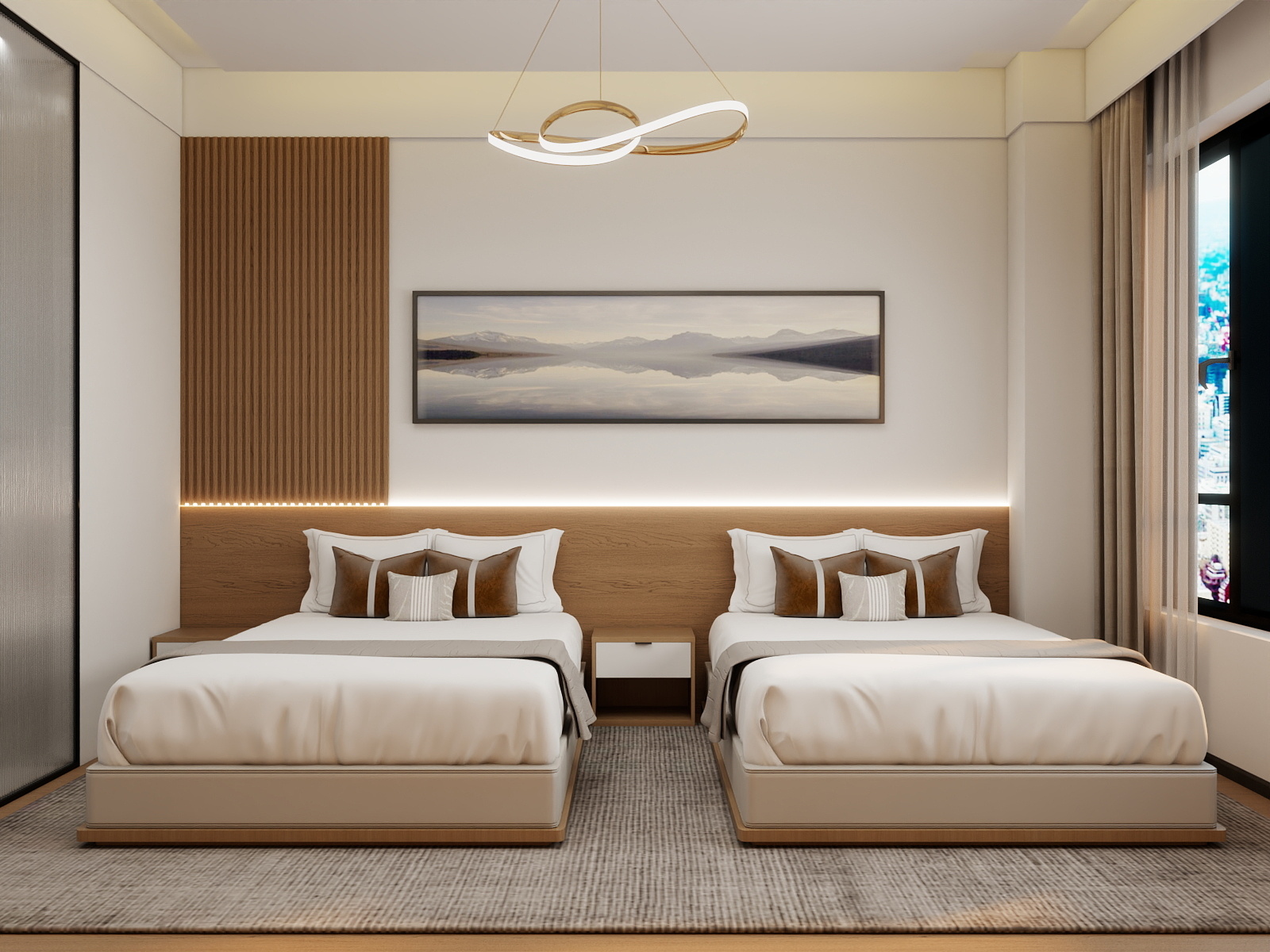 李青越-待投稿58m²现代风格酒店套房装修效果图