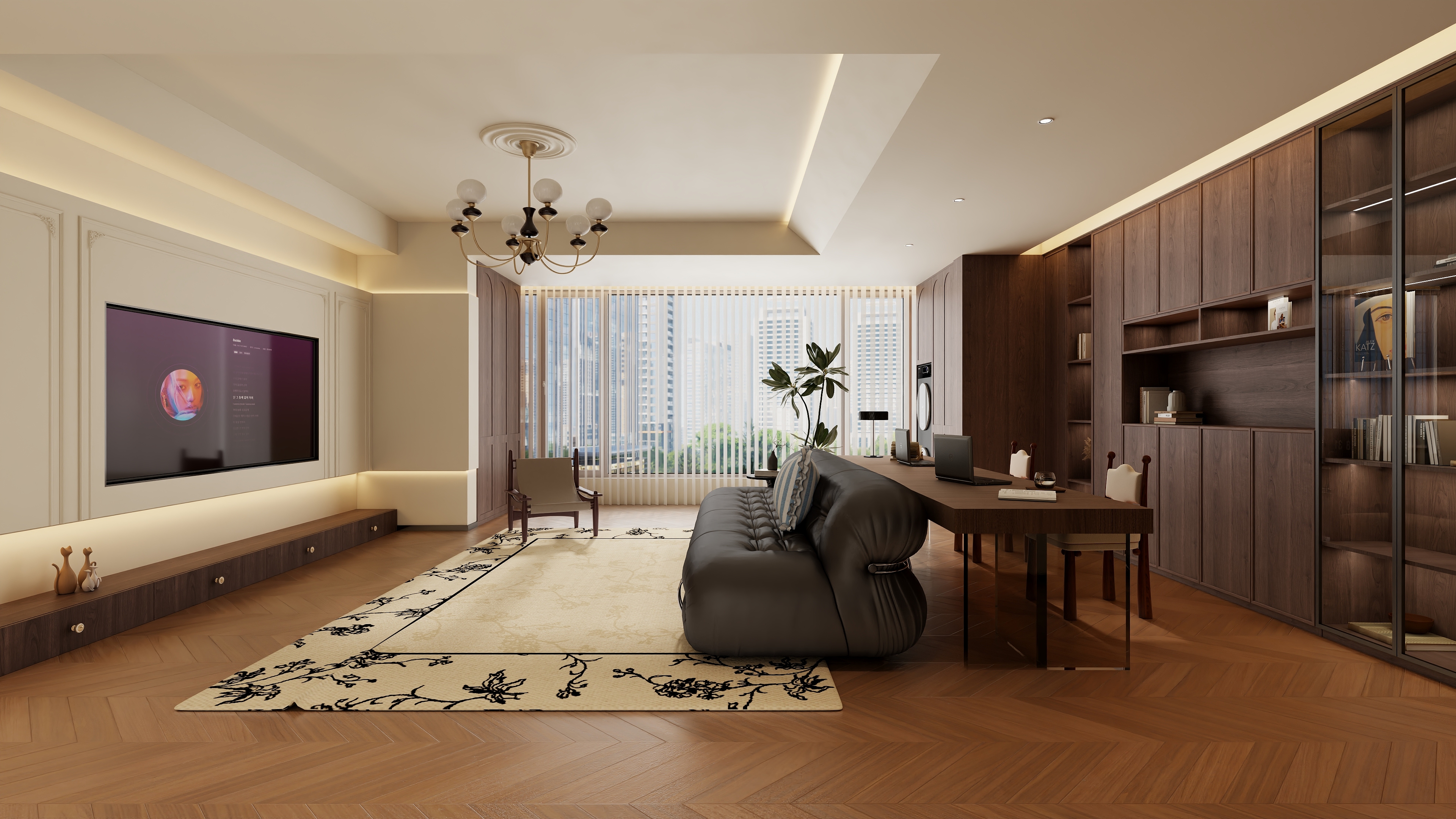 -辞忧-星光·桃李天阅132㎡3室（中古风）装修效果图