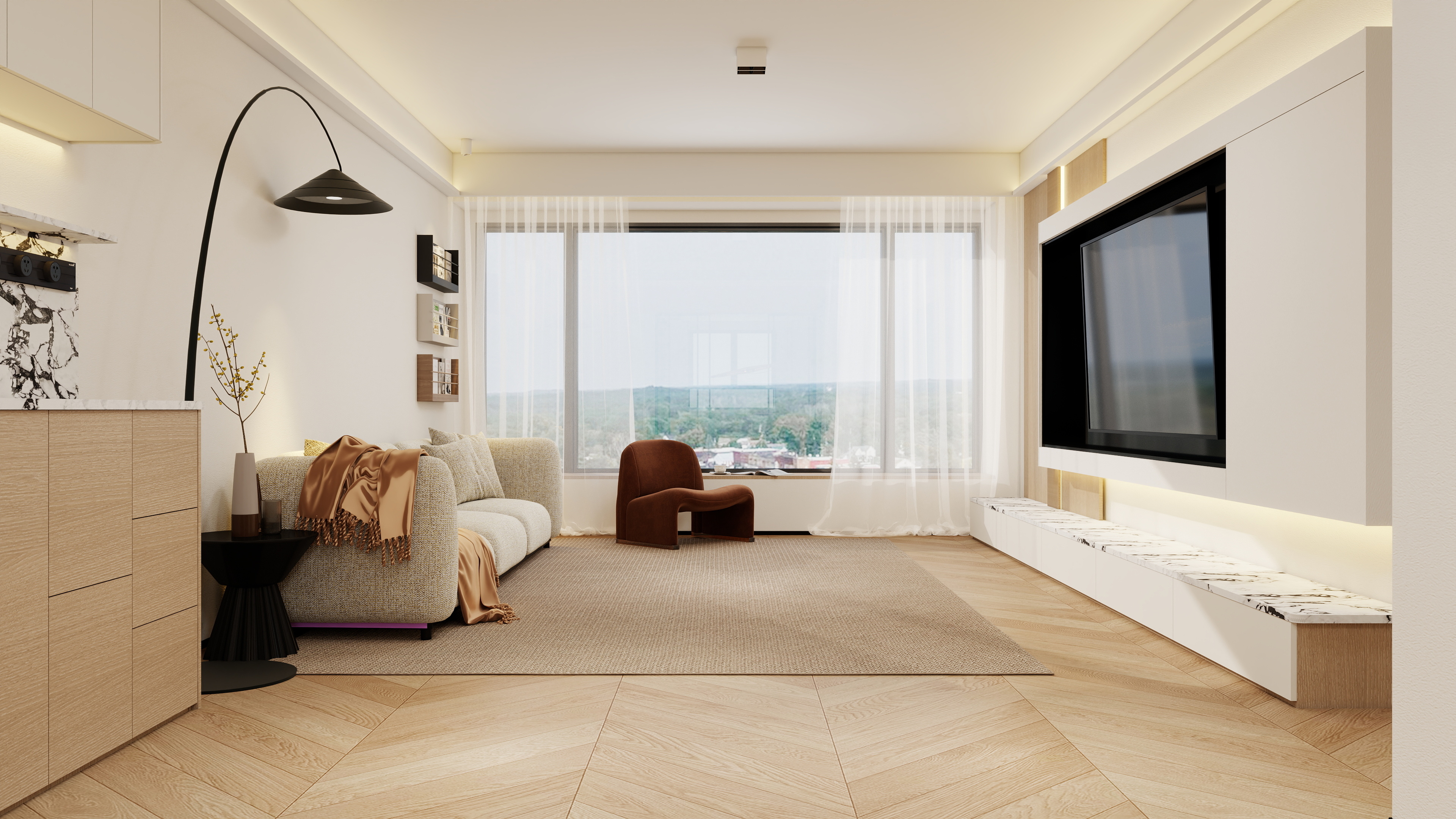 西安设计师汤汤-极简原木风-四居装修效果图