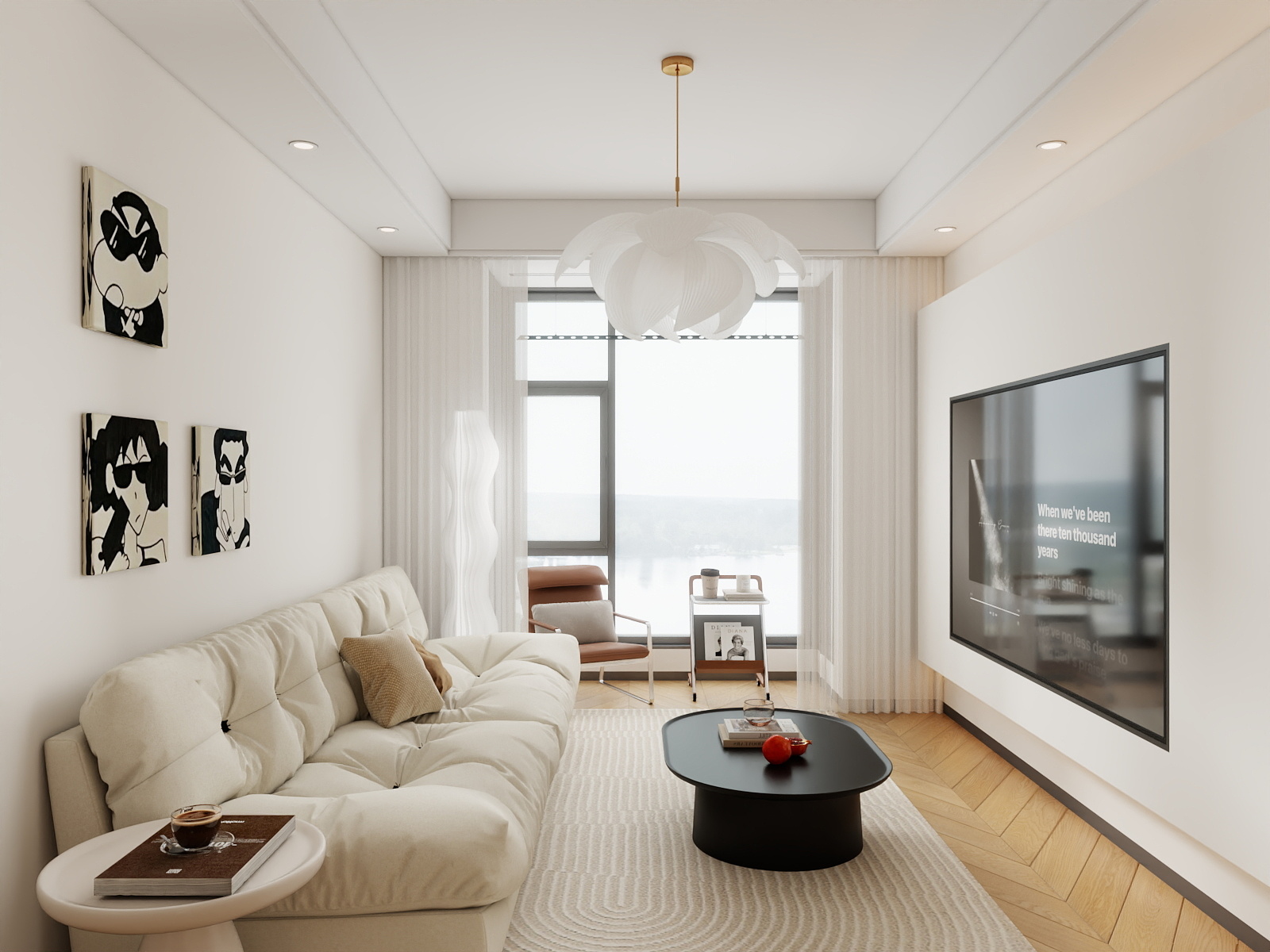 100元设计方案-60m²奶油简约风格设计装修效果图