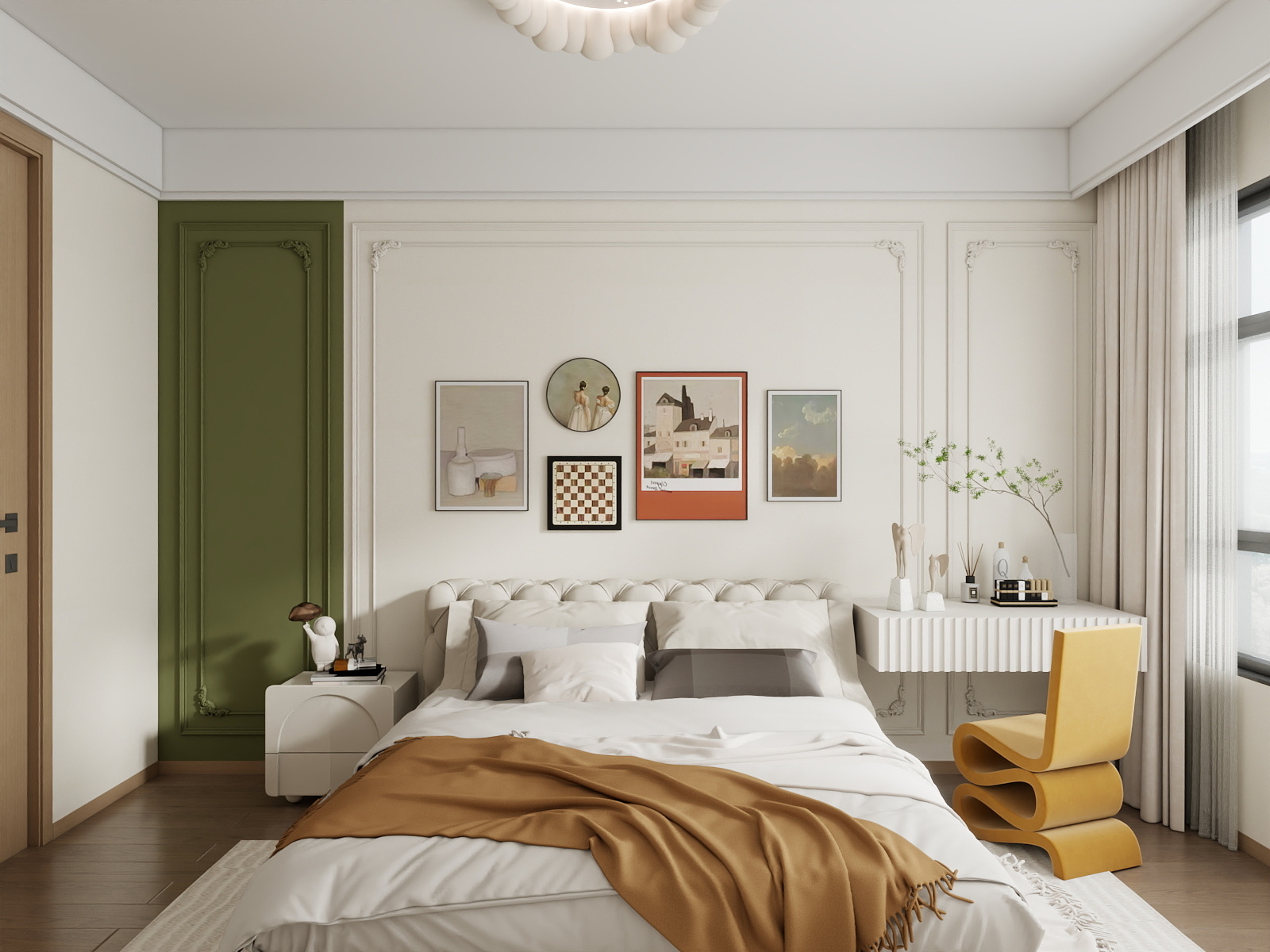 100元设计方案-89m²轻法式奶油风格装修效果图