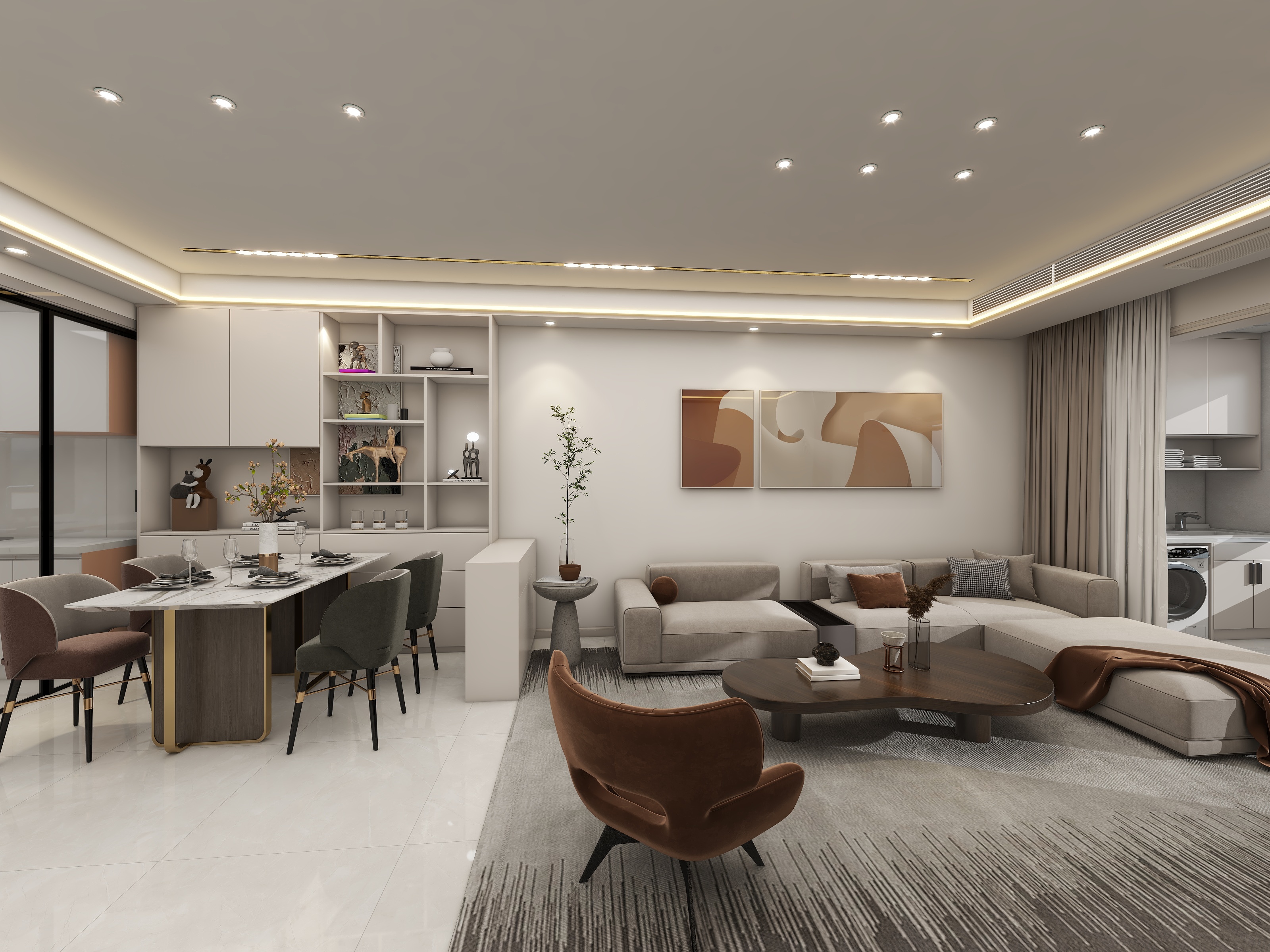 闫宝俊-奶油风-121平三室两厅一卫-装修设计方案