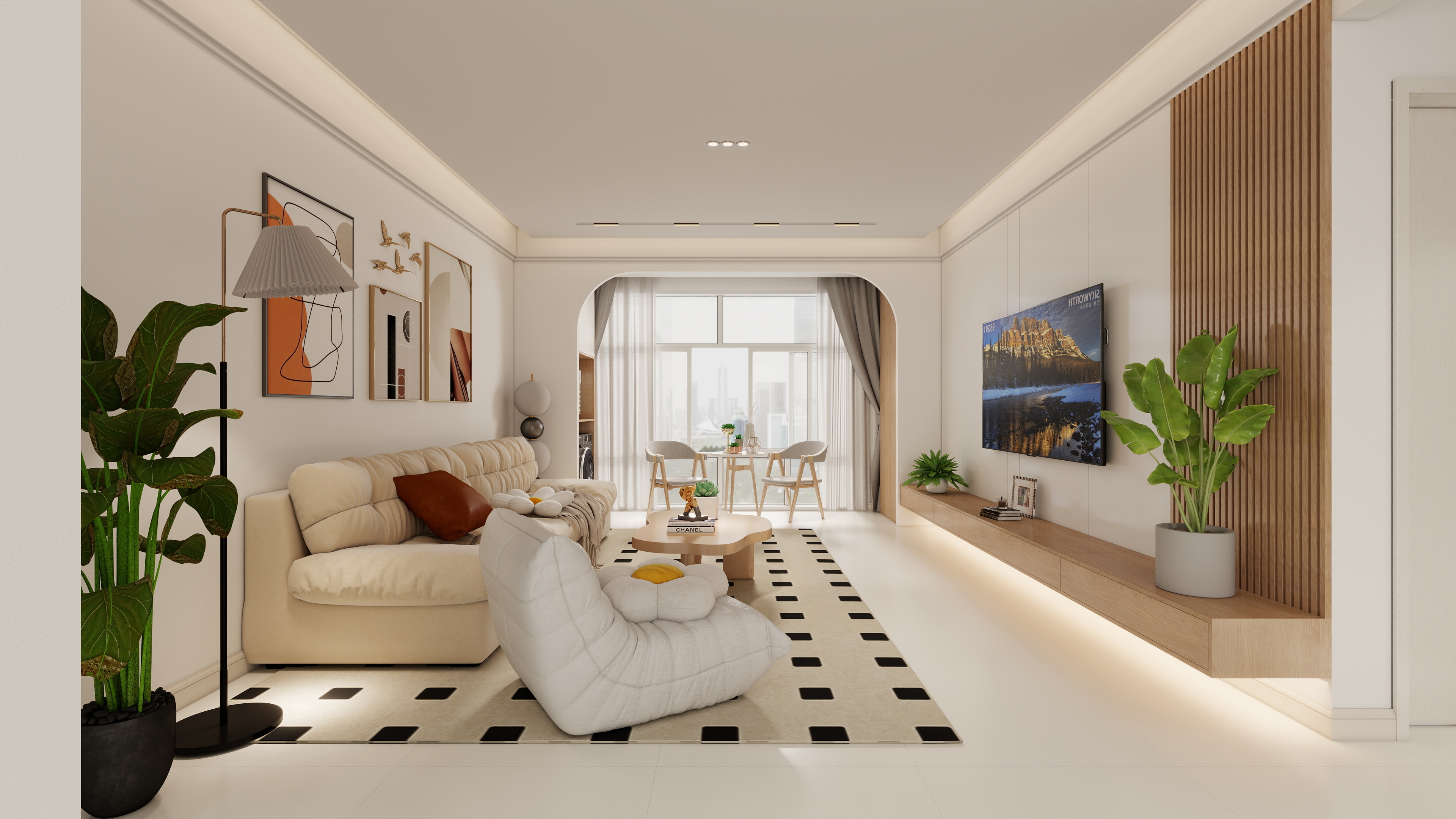 半生空间-奶油98㎡3室-装修设计方案