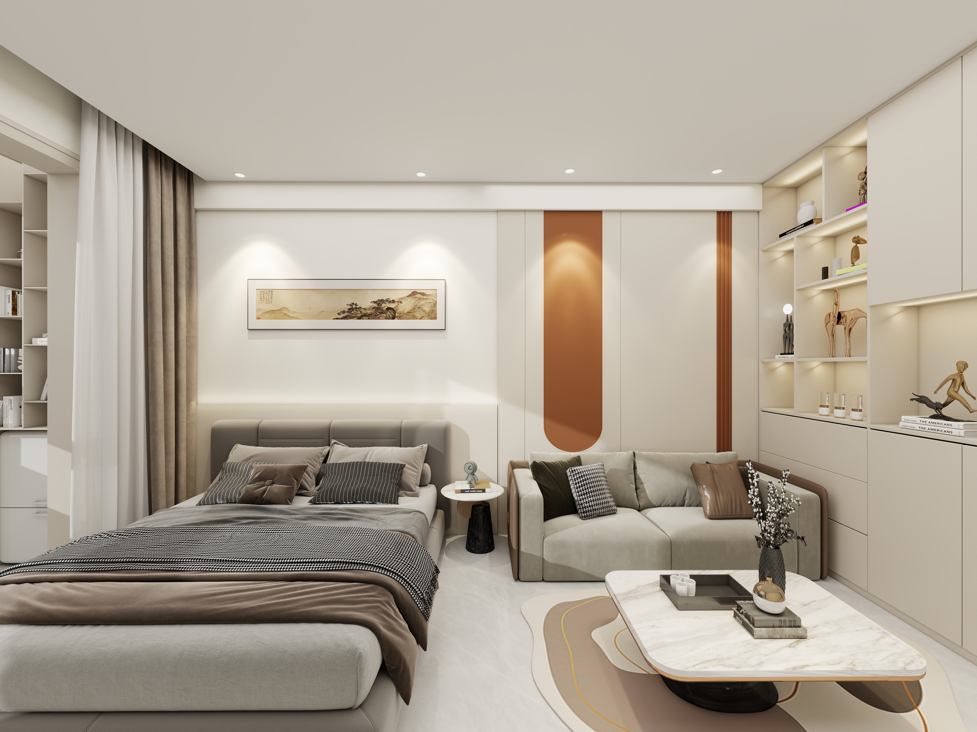 闫宝俊-奶油风-小公寓-装修设计方案