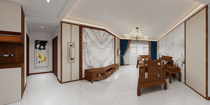 沧州彩信装饰有限公司-新华府42-01  中式简约风格-装修设计方案