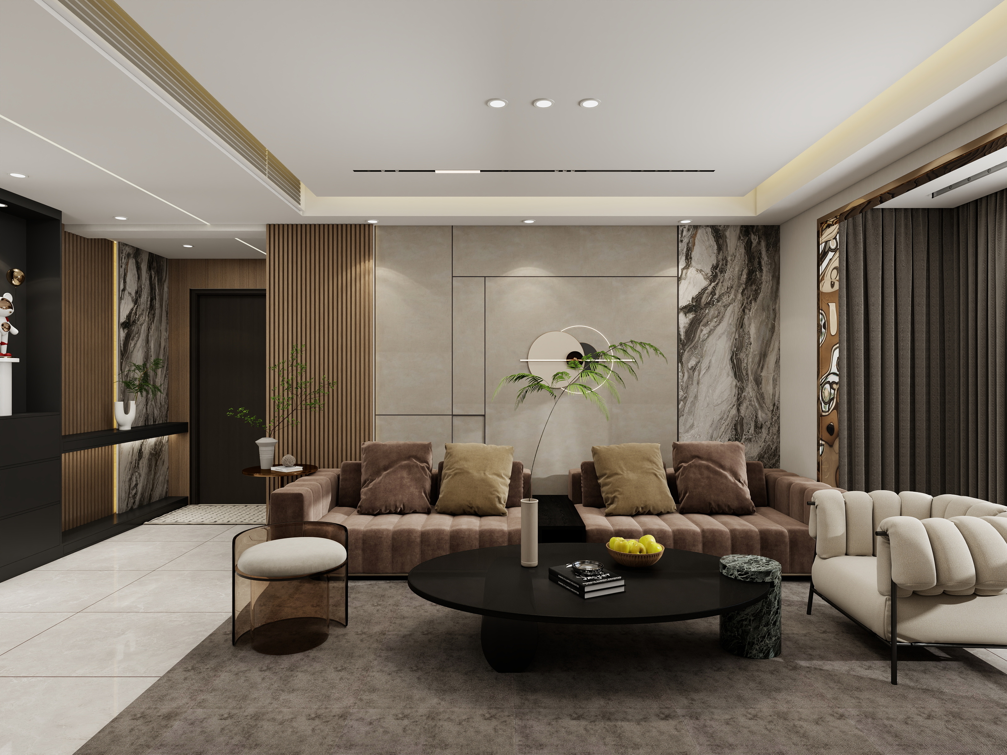 liuxnshiji-轻奢107㎡3室装修效果图