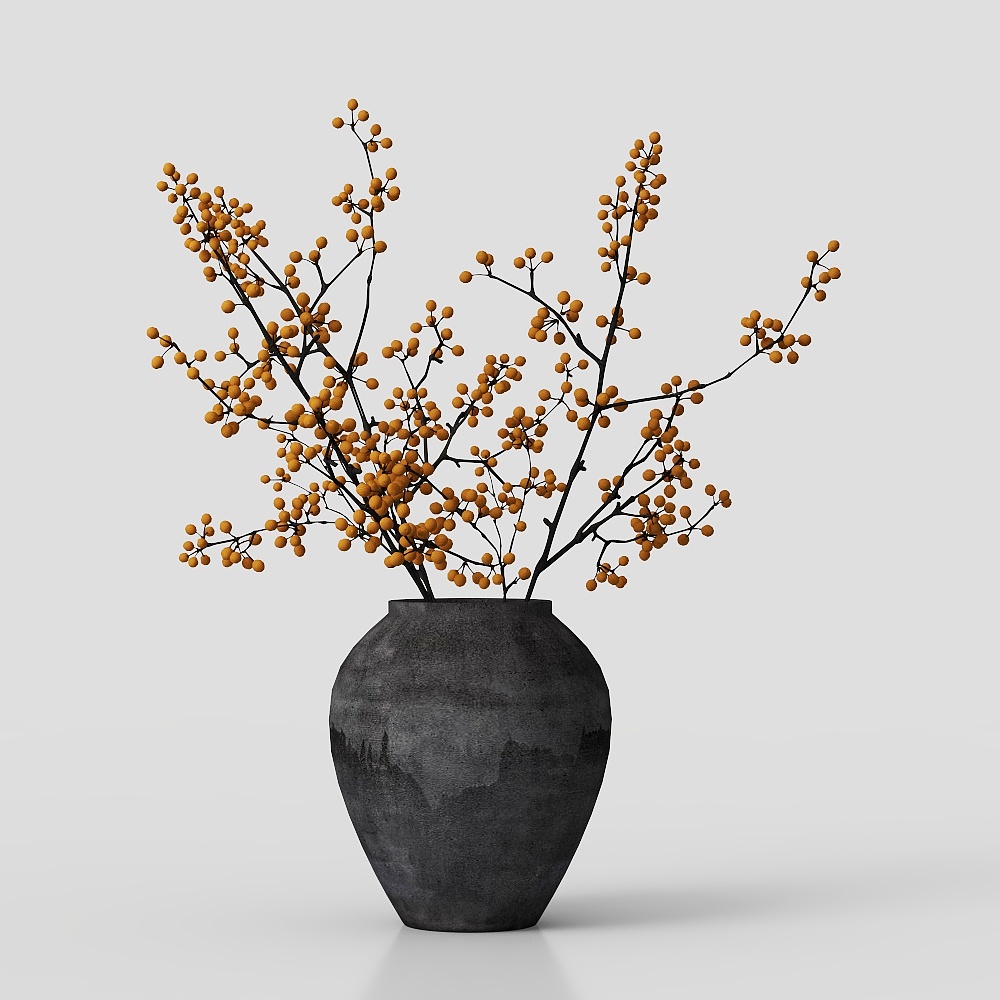 侘寂风花艺摆件3D模型