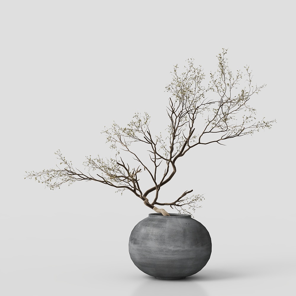 侘寂风花艺摆件3D模型