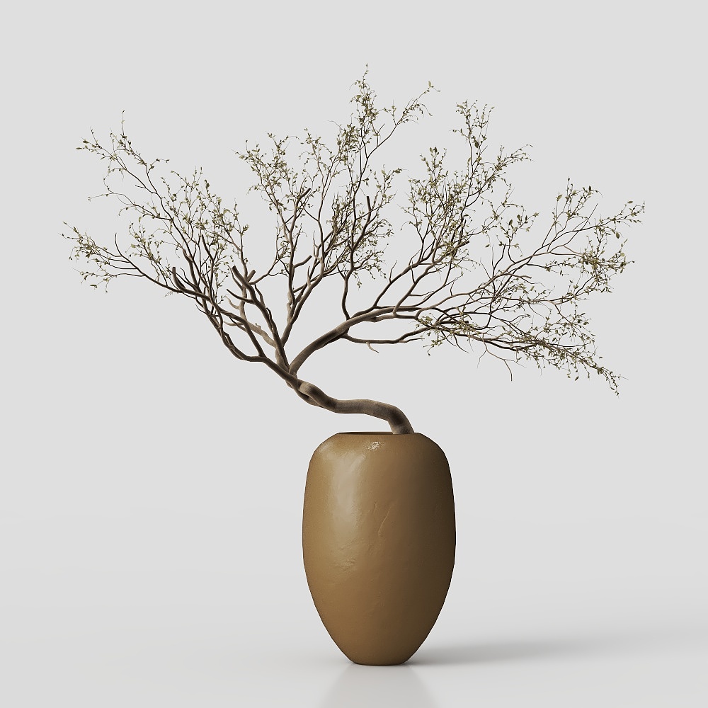 侘寂风花艺摆件3D模型