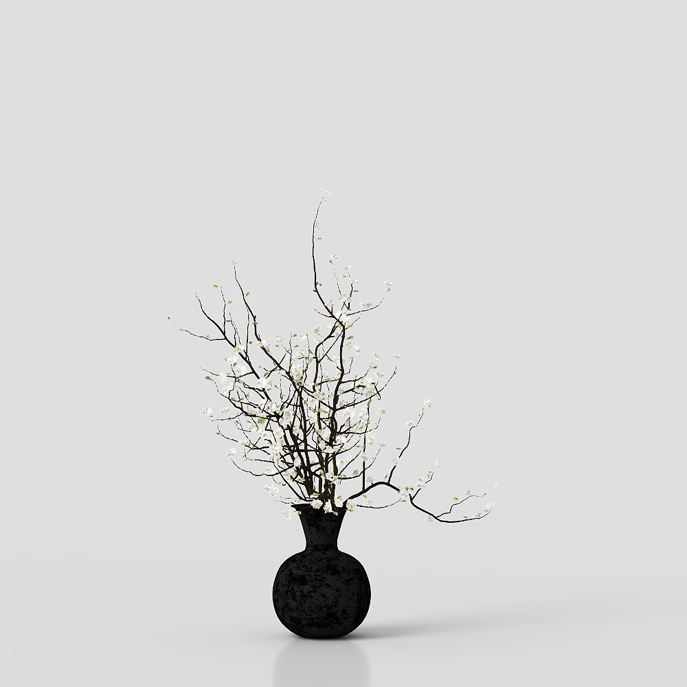 侘寂风花艺摆件3D模型