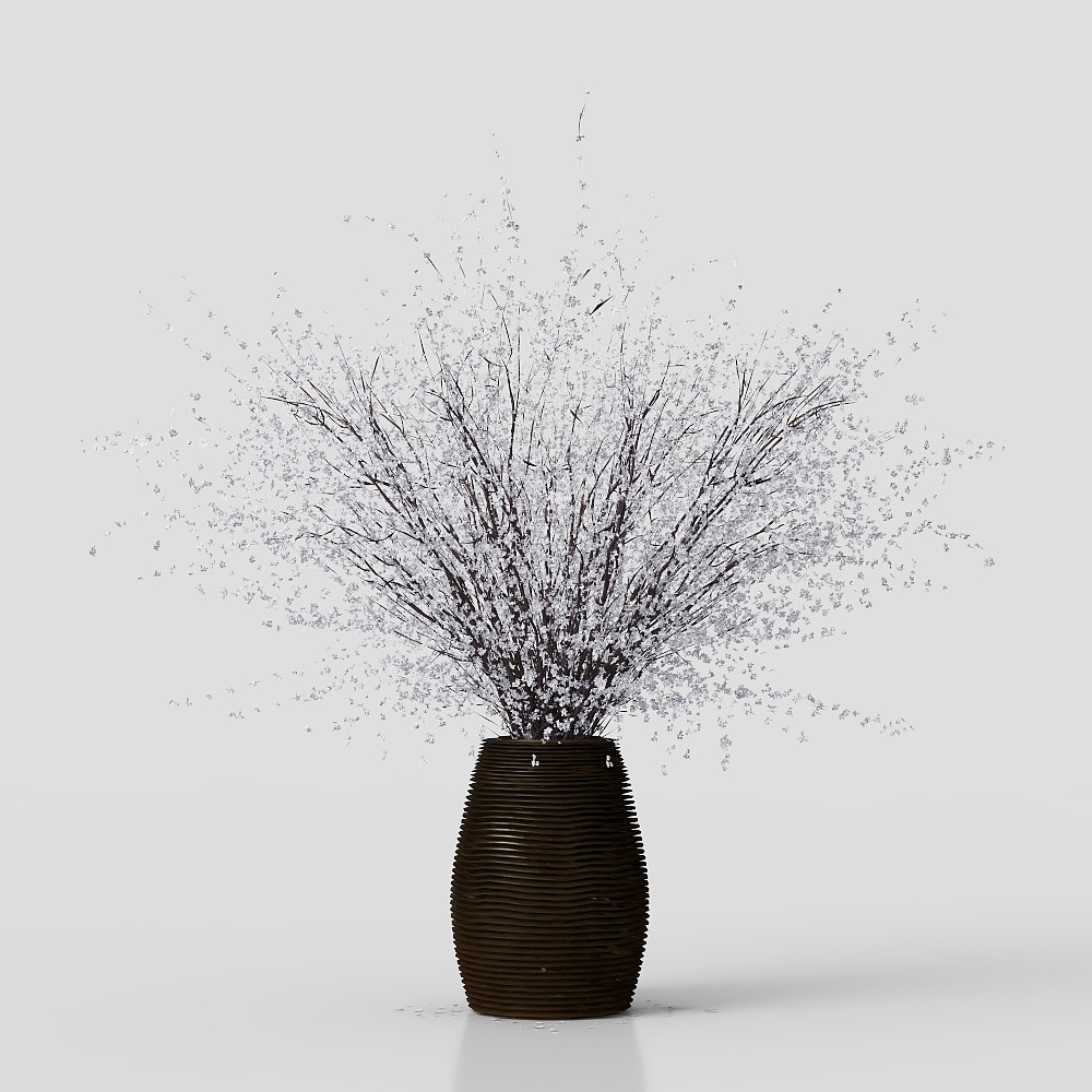 侘寂风花艺摆件3D模型