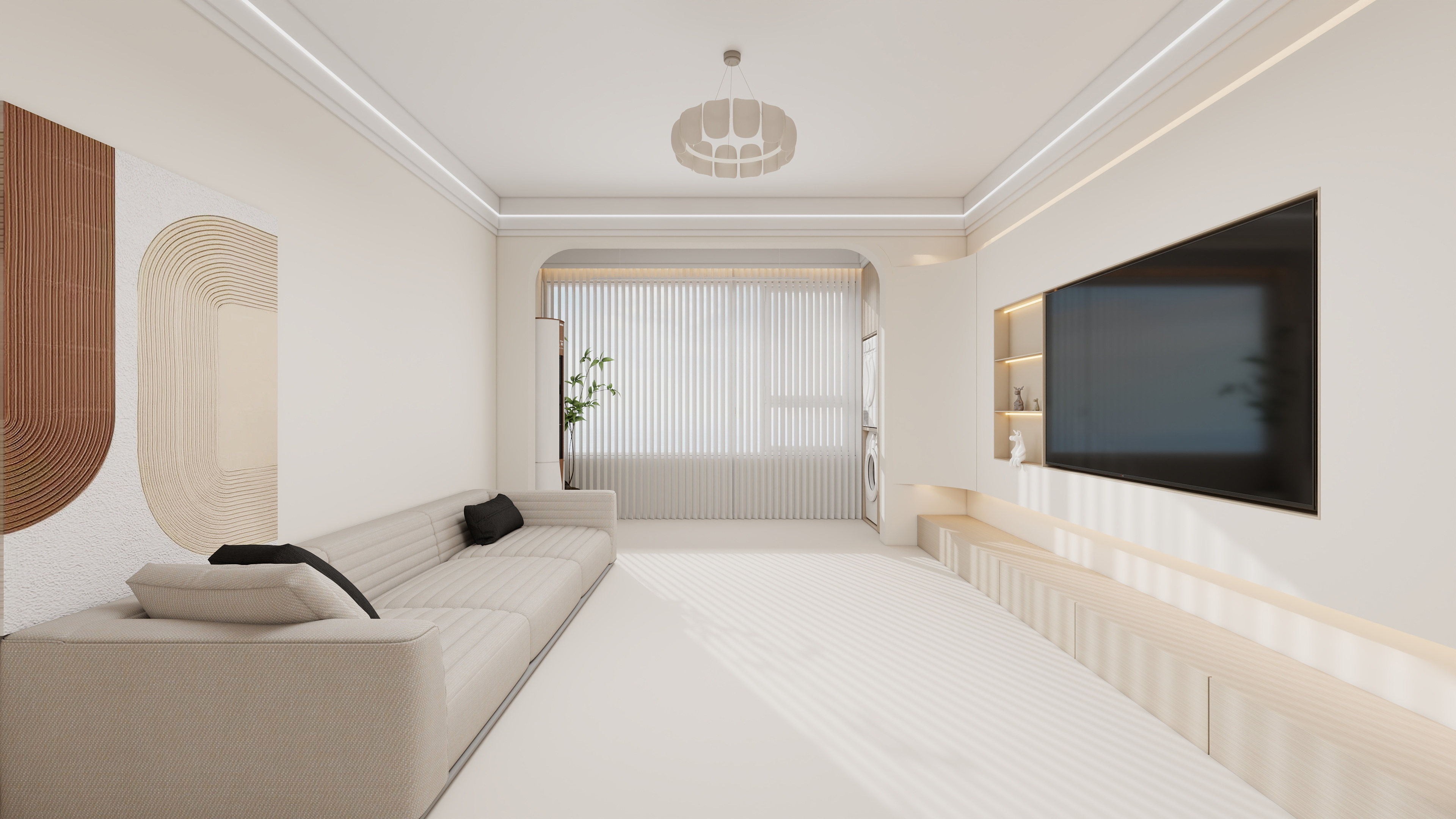 设计师丨胡月平-奶油原木104㎡3室装修效果图