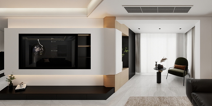 肥鹅设计丨小方-极简风客餐厅-装修设计方案