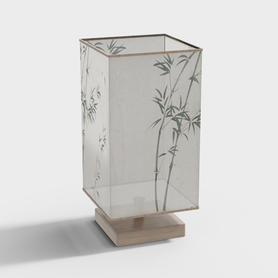 Neo-Chinese Style Table Lamp 3D Model in White