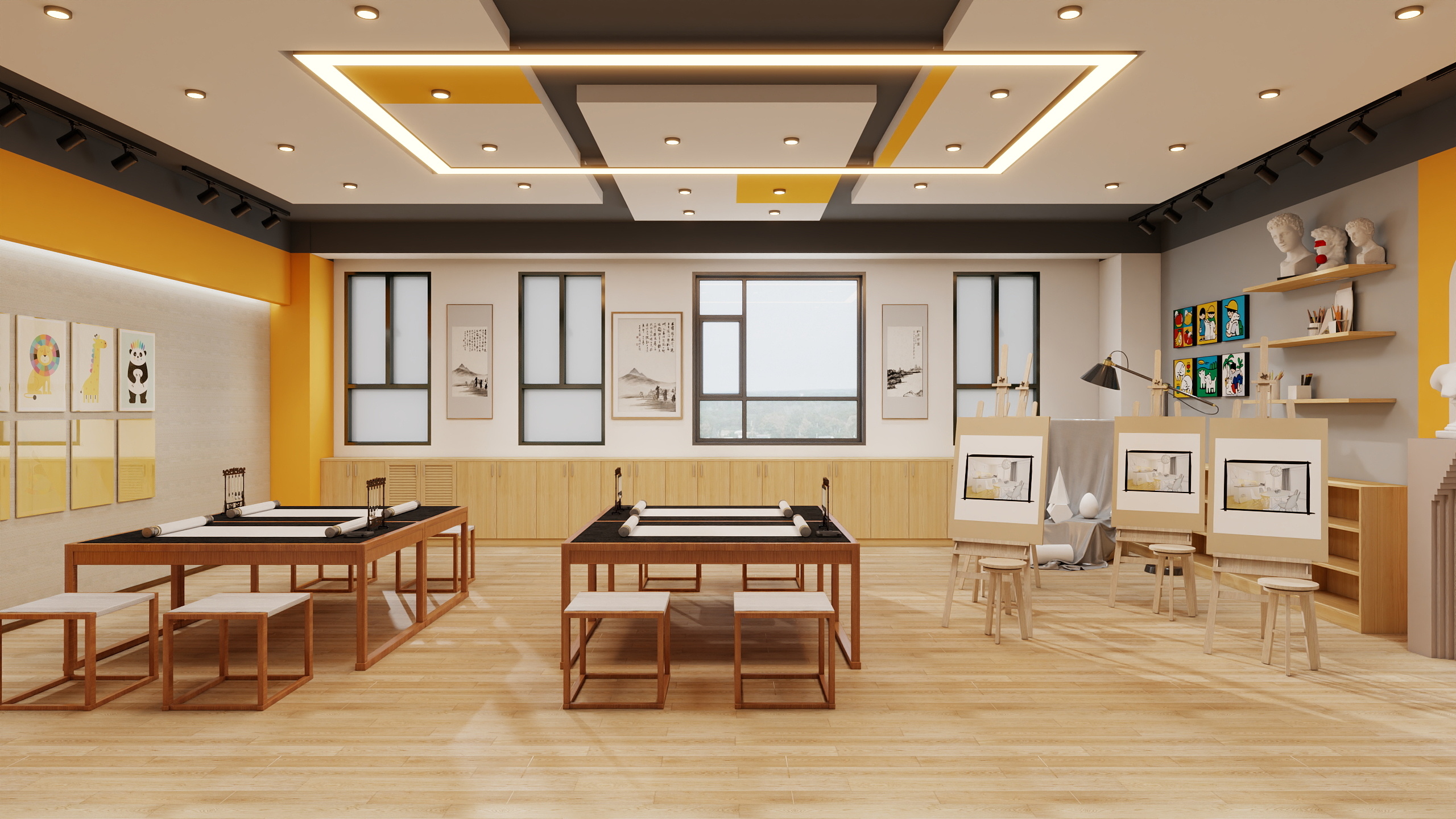 云旗文化-1F唱琴棋书画室-装修设计方案