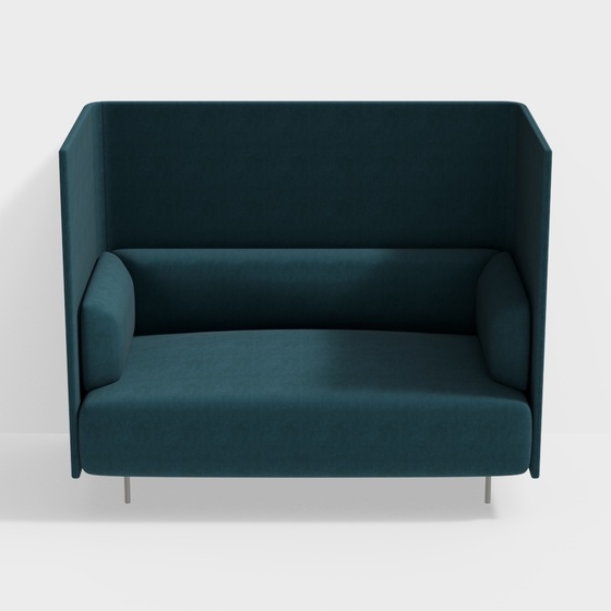 Blue Modern U-Shaped Sofa with High Backrest 3D Model