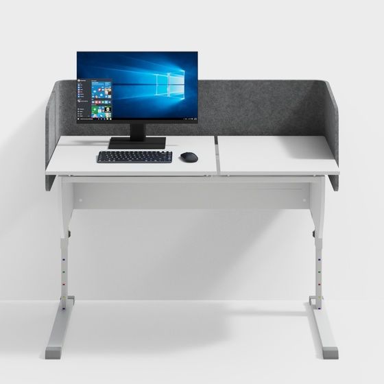 Open Office Table with Adjustable Flip-Top and High Privacy Screen