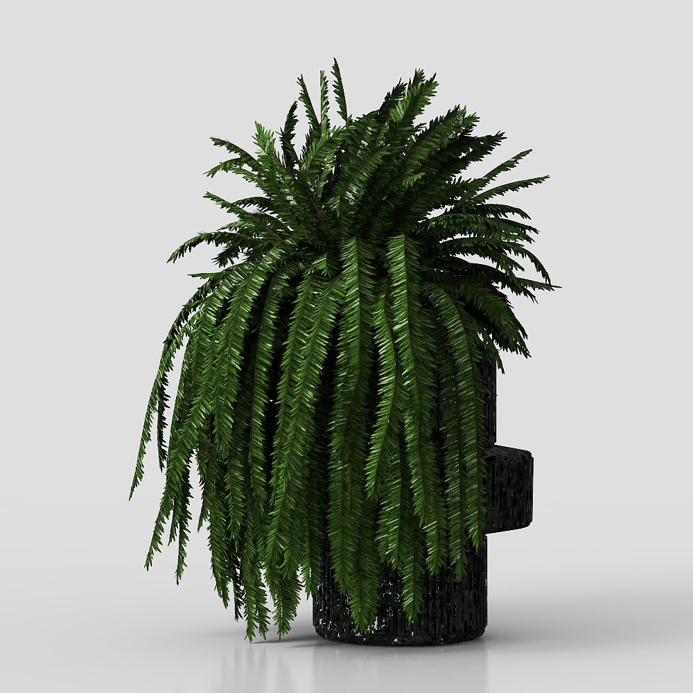 现代玻璃花瓶绿植3D模型