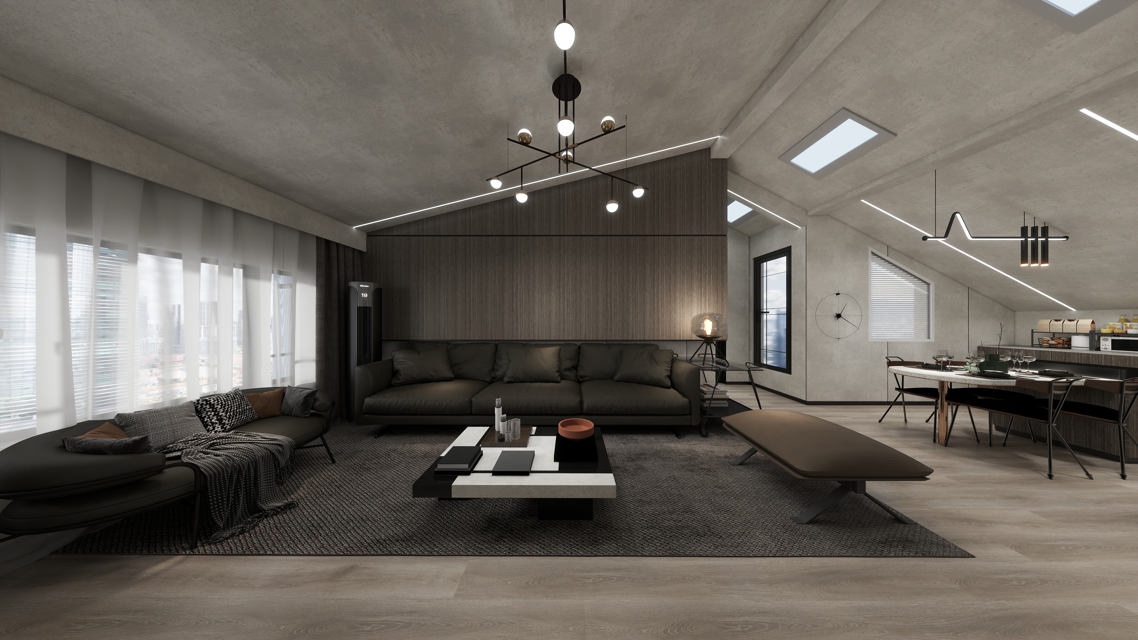 227**EZNO-顶层异形顶  工业风两居室-装修设计方案