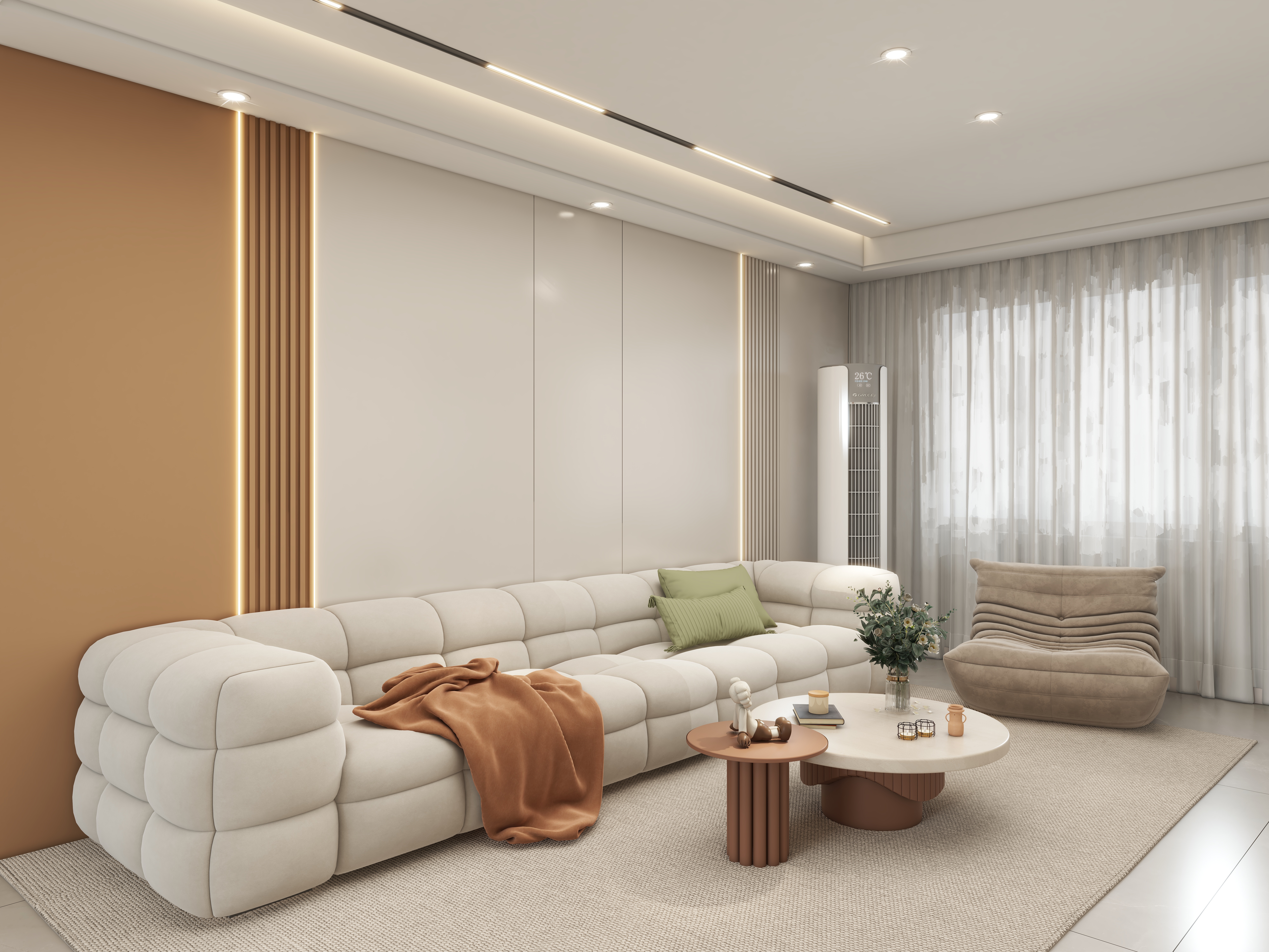 壹诺设计工作室-104㎡2室-奶油风装修效果图