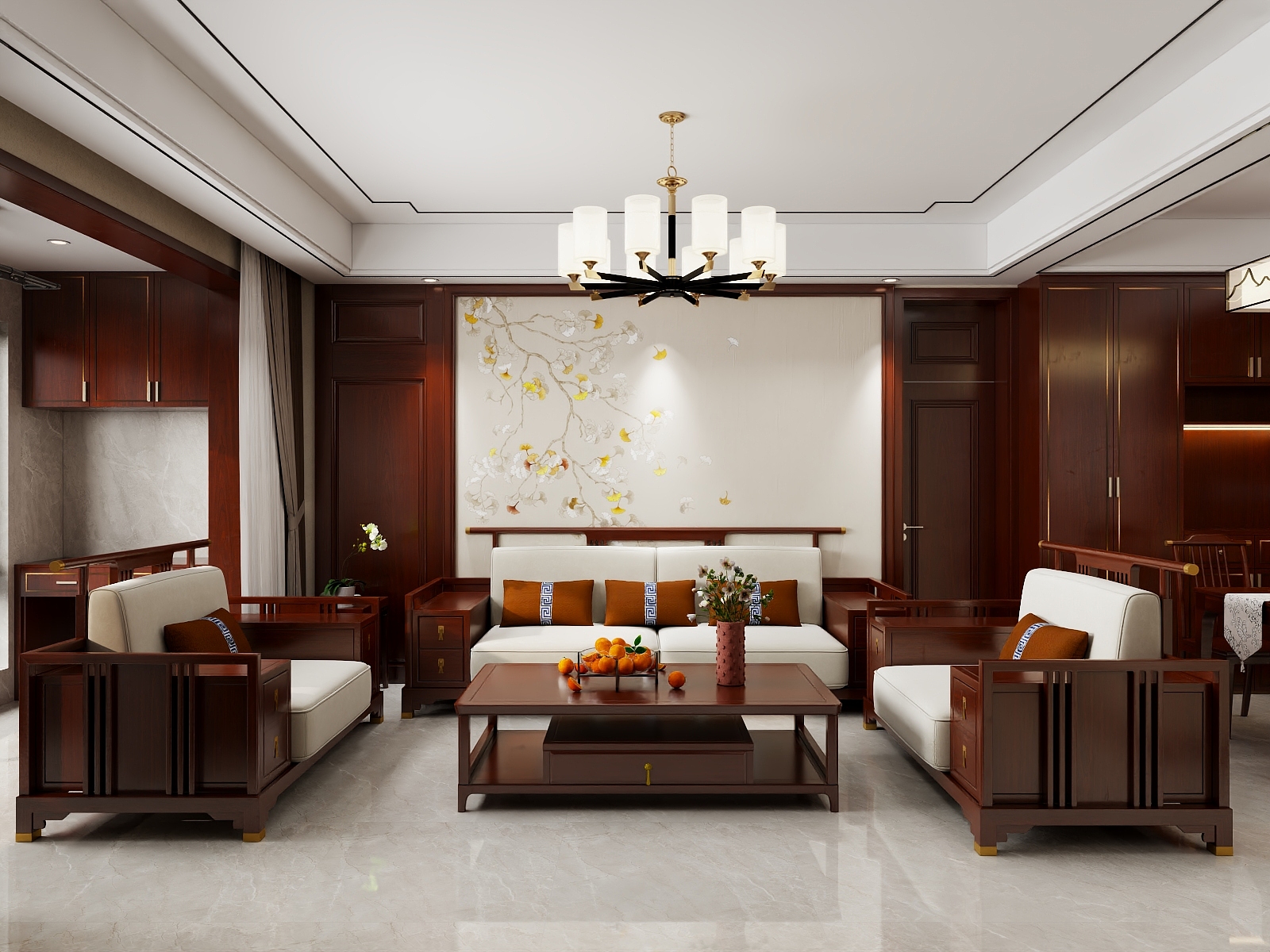 吴爽-91m²新中式风格设计装修效果图