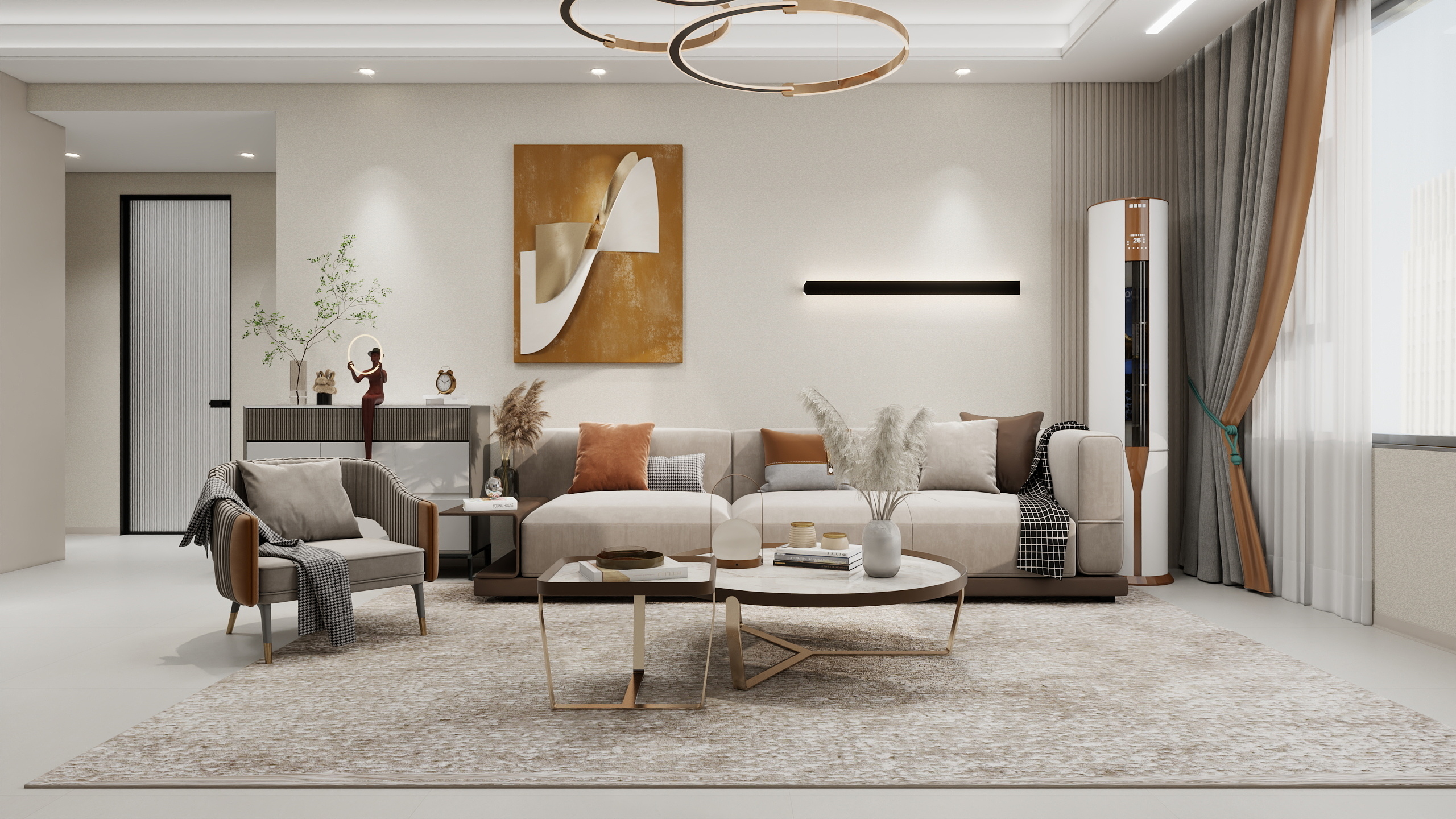 榆林元素空间设计-盛景河套华庭张总效果图-装修设计方案