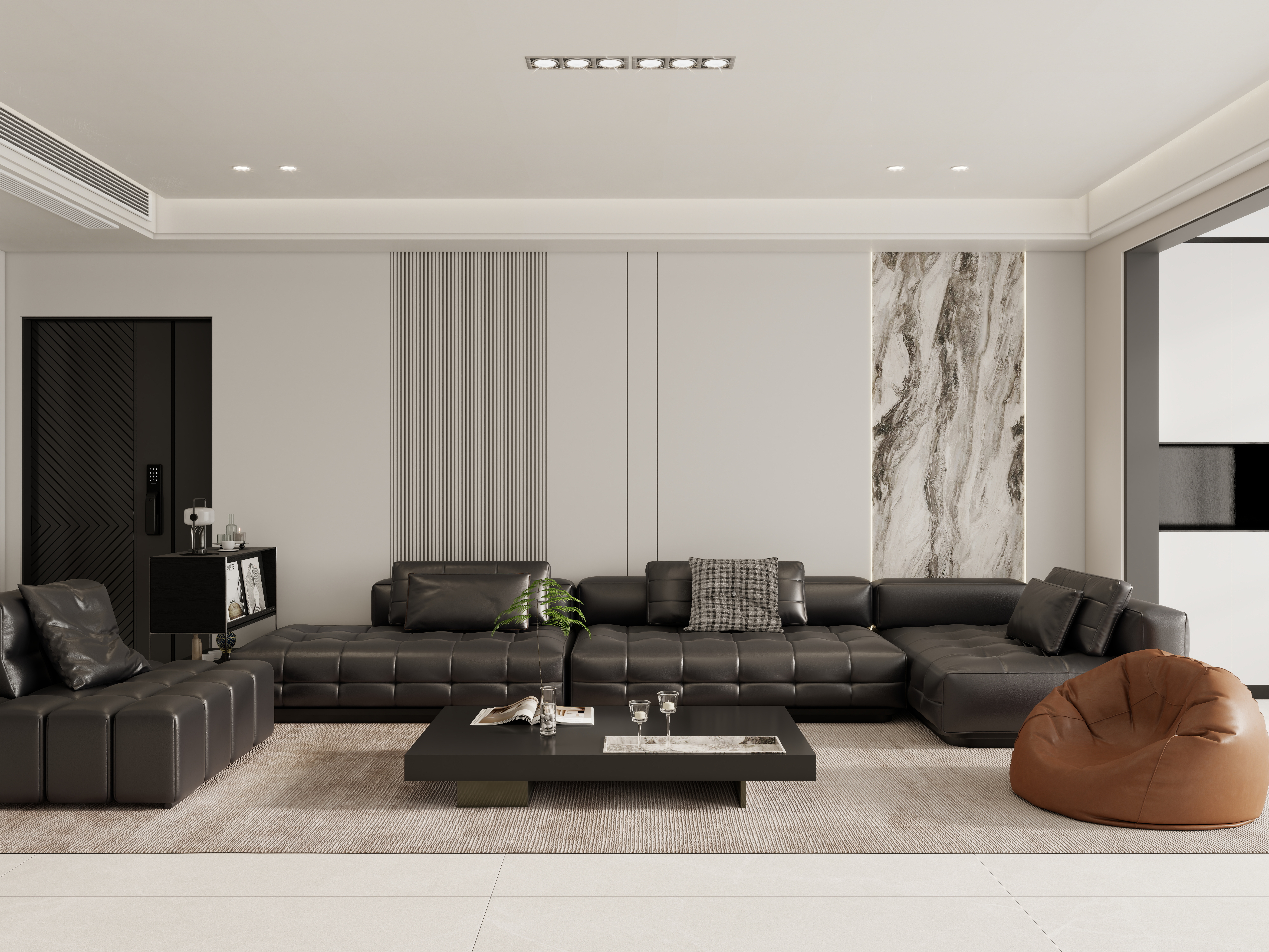 壹诺设计工作室-128㎡5室-现代极简装修效果图