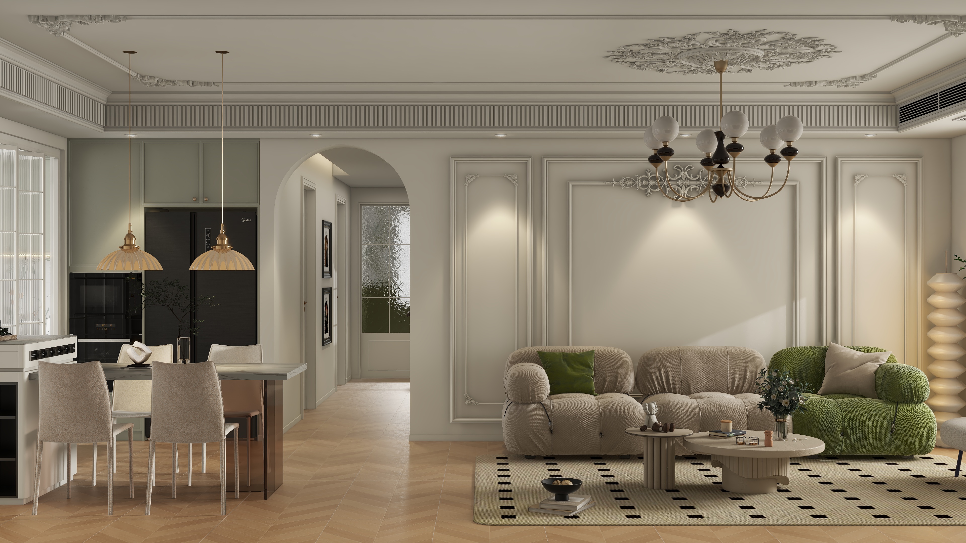 设计师珂源-武汉二十四城美式129㎡3室装修效果图