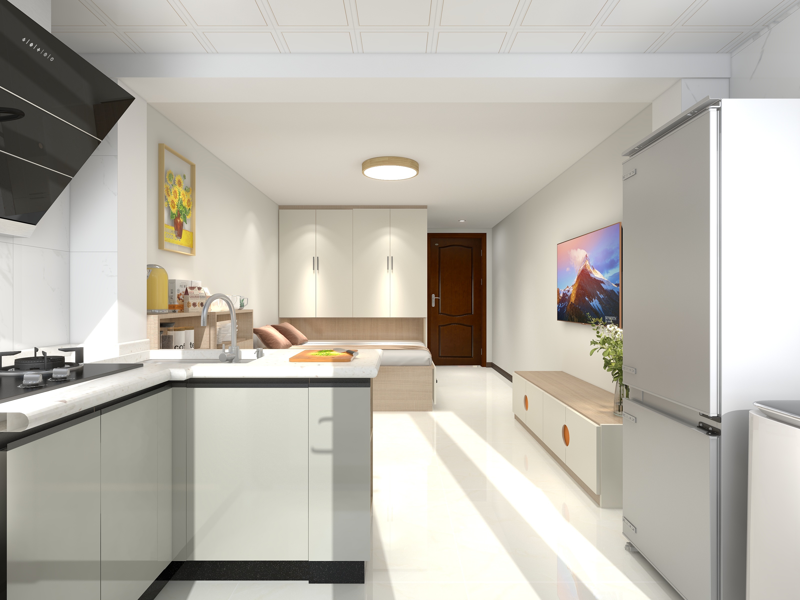 书凡设计--永和装饰-20平车库改一居室装修效果图