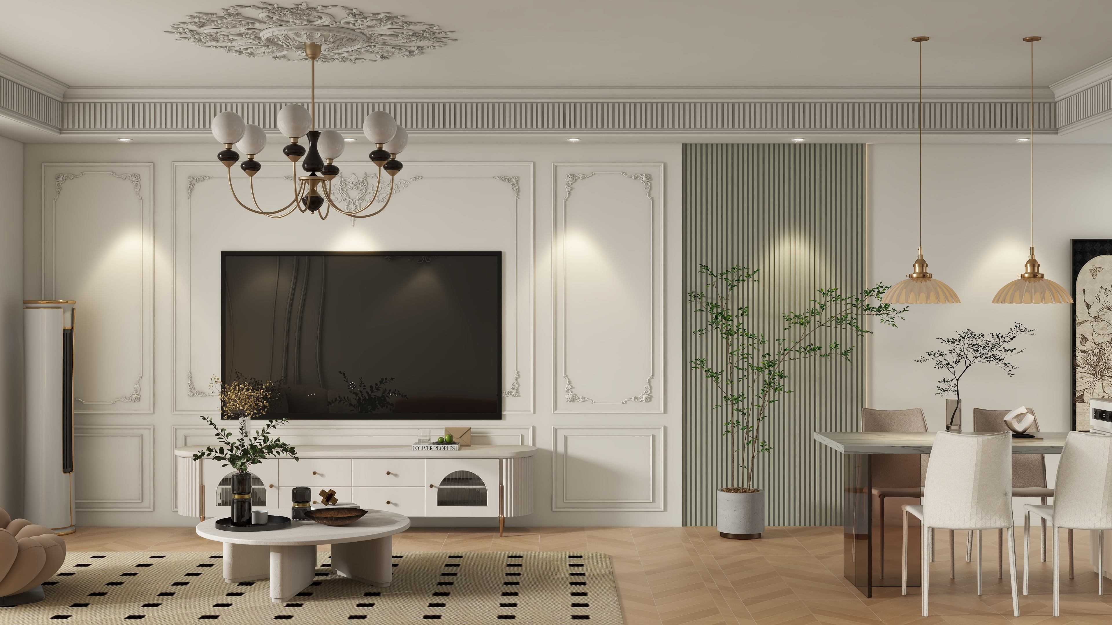 设计师珂源-武汉二十四城美式129㎡3室装修效果图