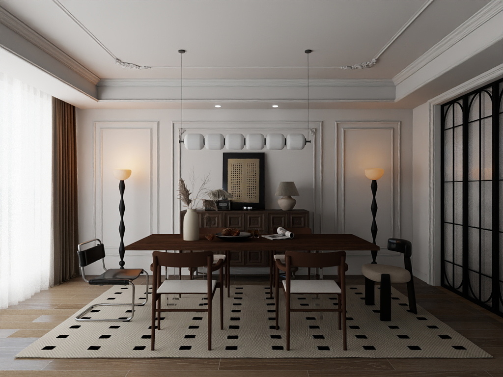 雾见山-法式中古风餐厅装修效果图