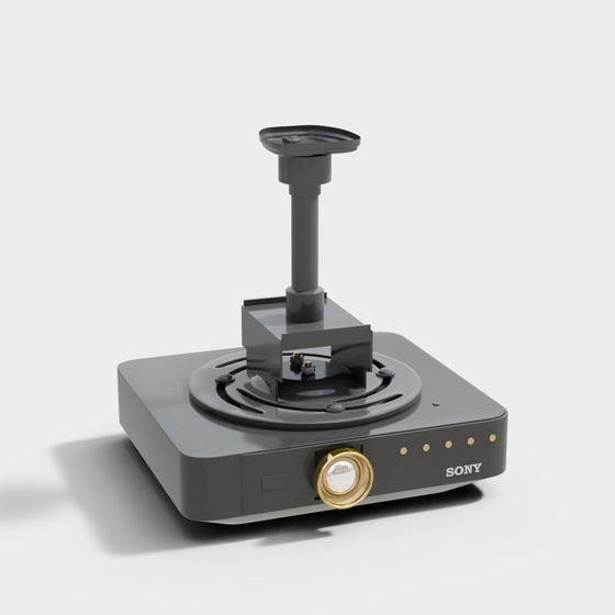 Black Modern Projector 3D Model for Media Spaces