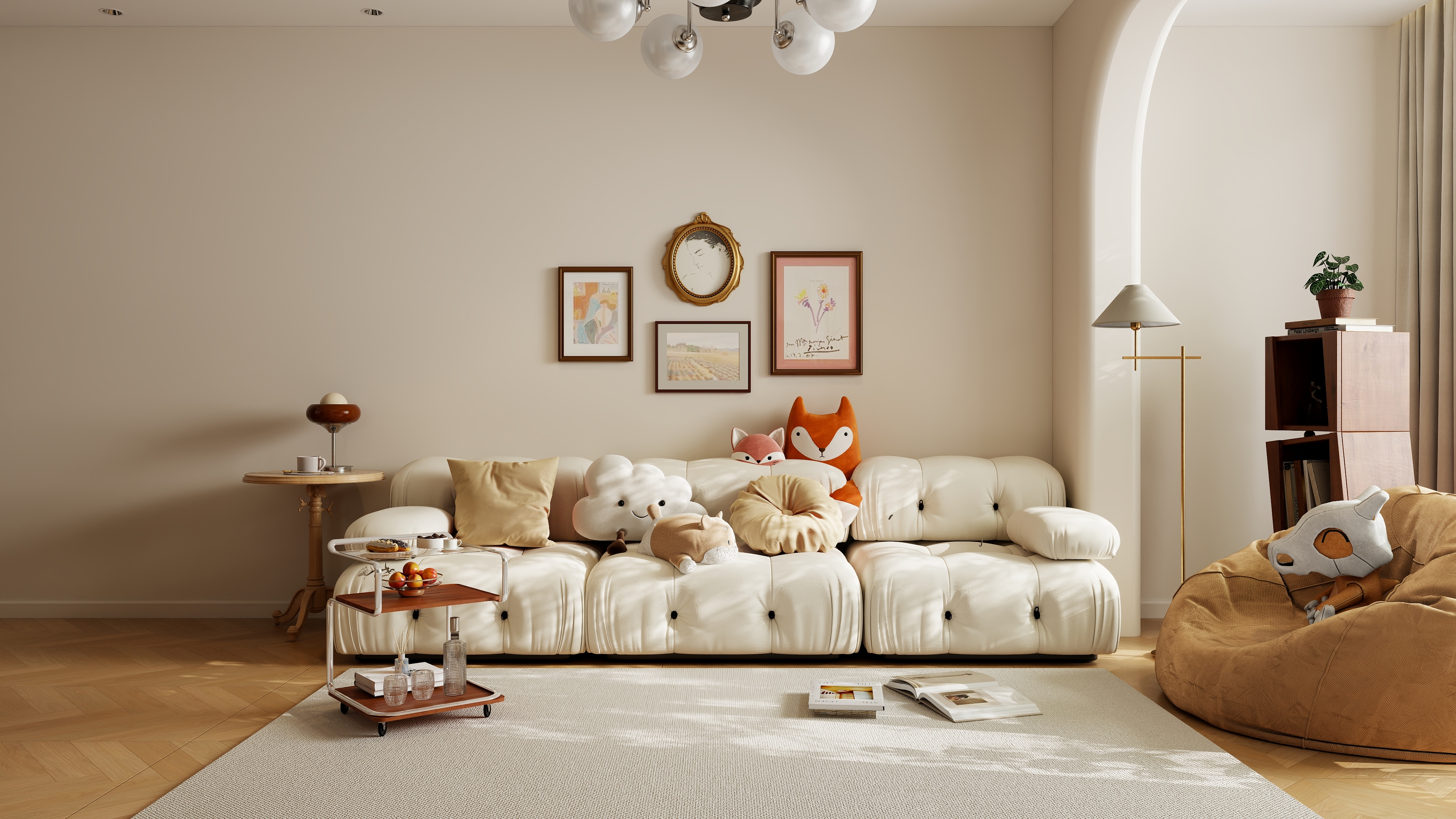 龙珠设计-原木奶油-80m²一厅二室-装修设计方案