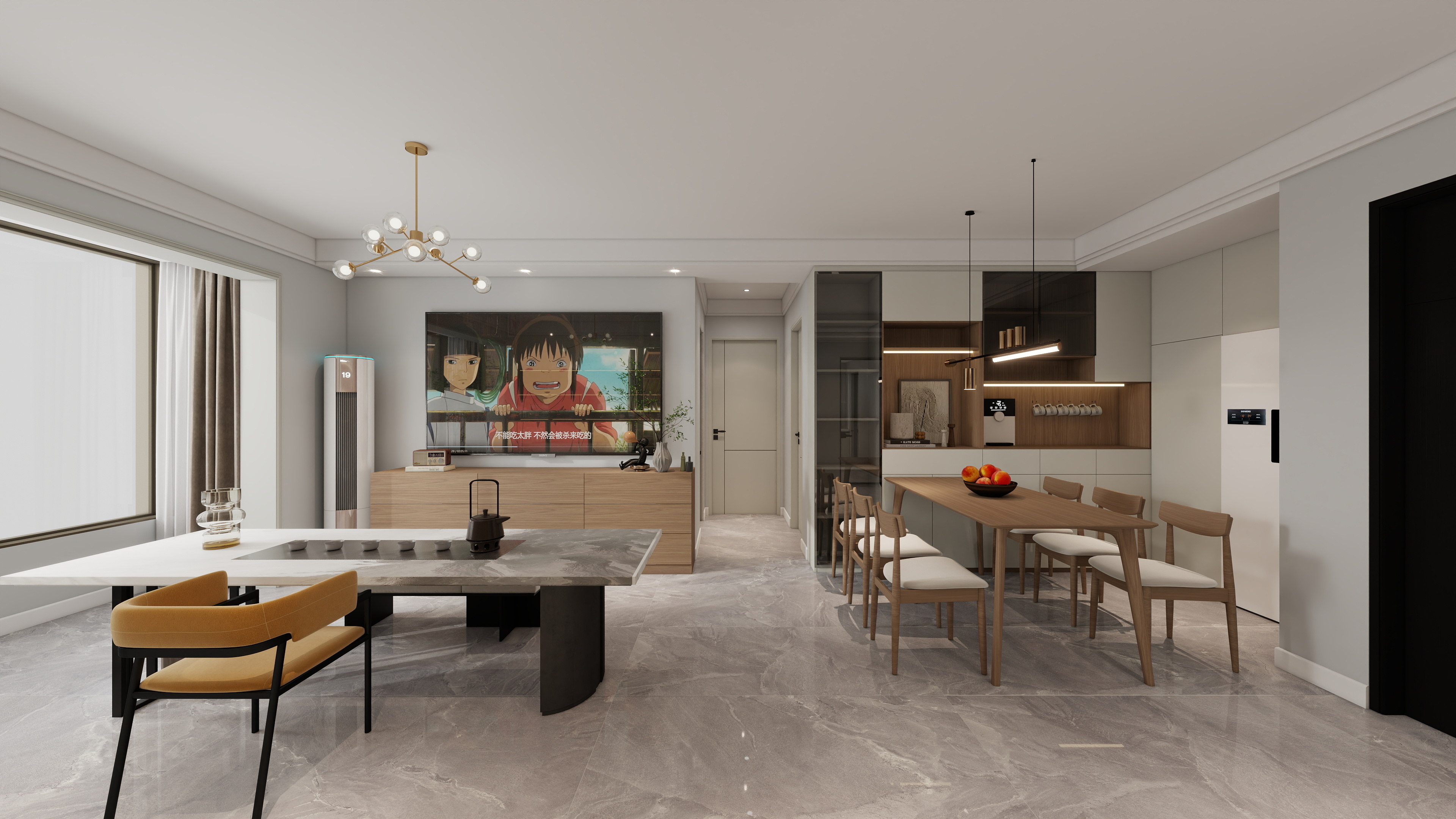 胖头鱼设计-宝龙湾家园120㎡北欧风三室装修效果图