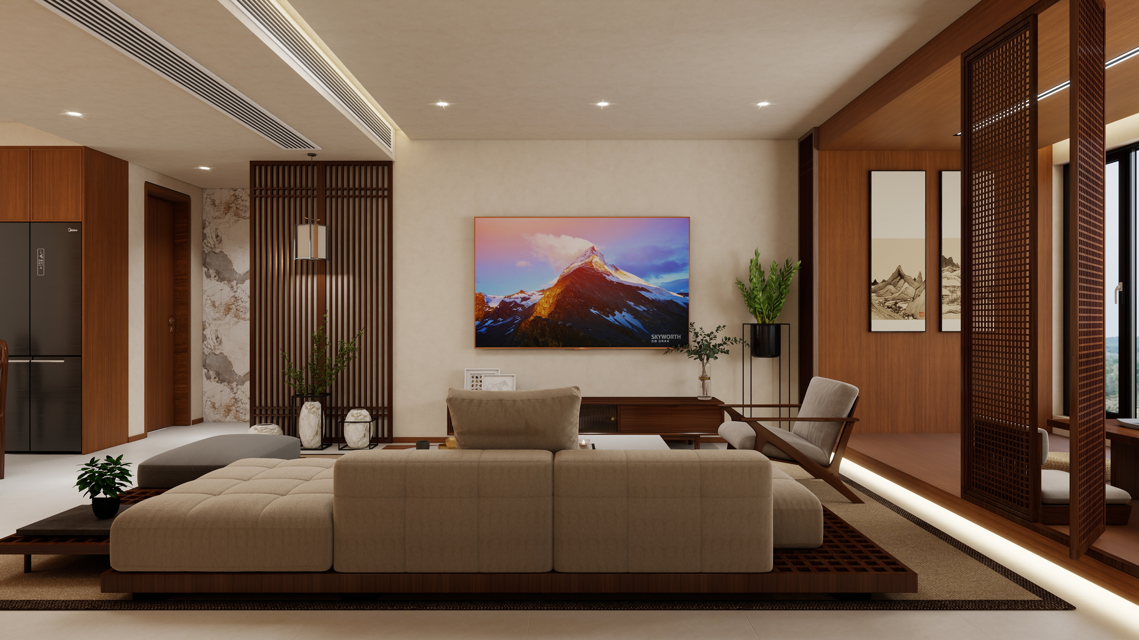 嗏詮-星光·桃李天阅113㎡2室装修效果图