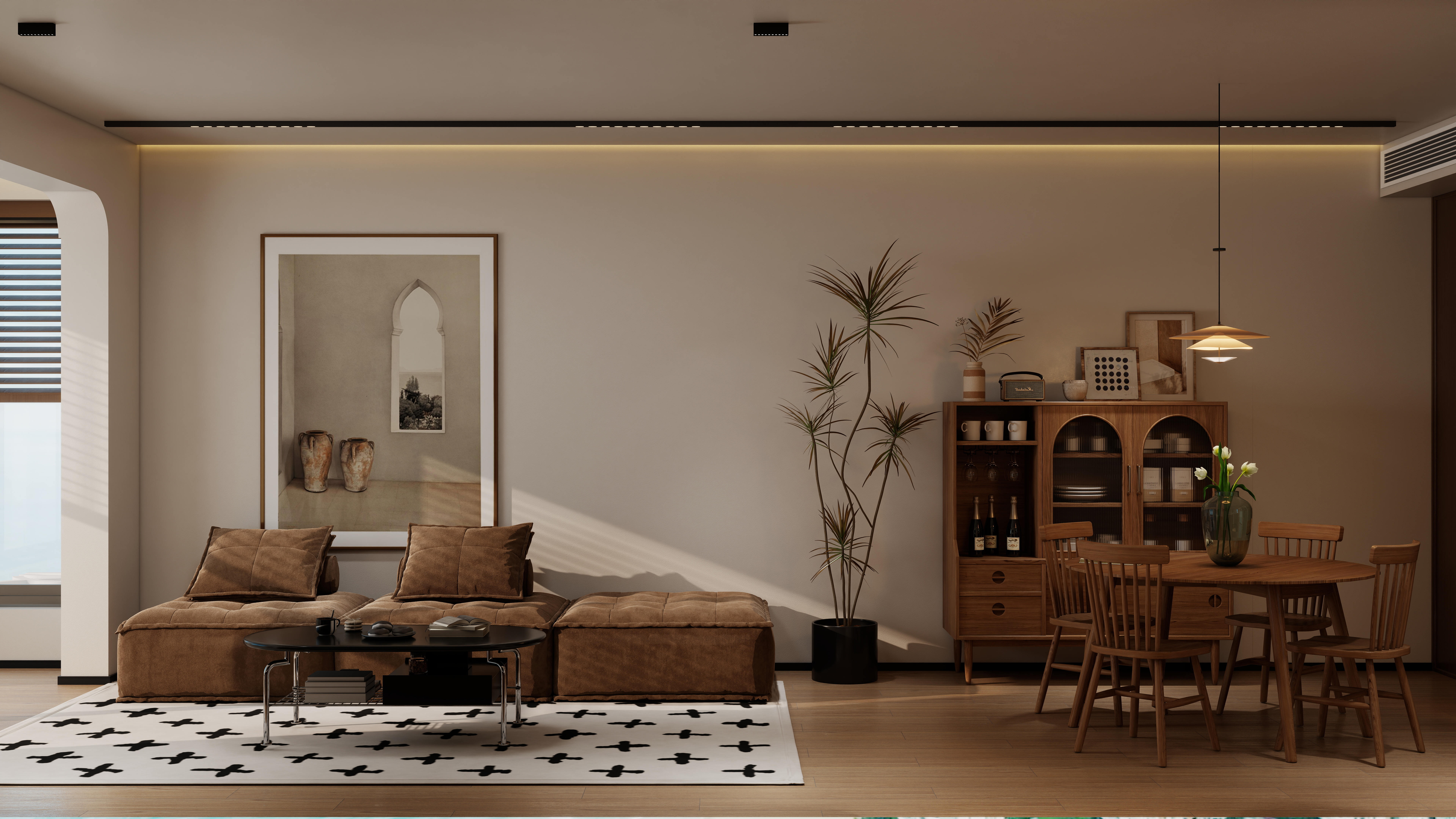 自在空间-封工-秀水名苑99平方奶油中古风-装修设计方案