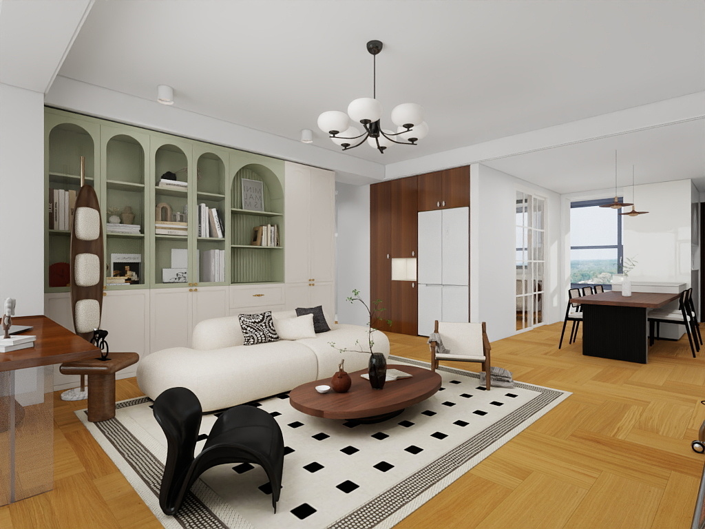 王禹强-135㎡  清爽奶油复古风-装修设计方案