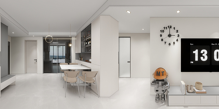 卫都装饰--简装拼色奶油白+云素灰现代越秀剑桥城12-2-301-装修设计方案