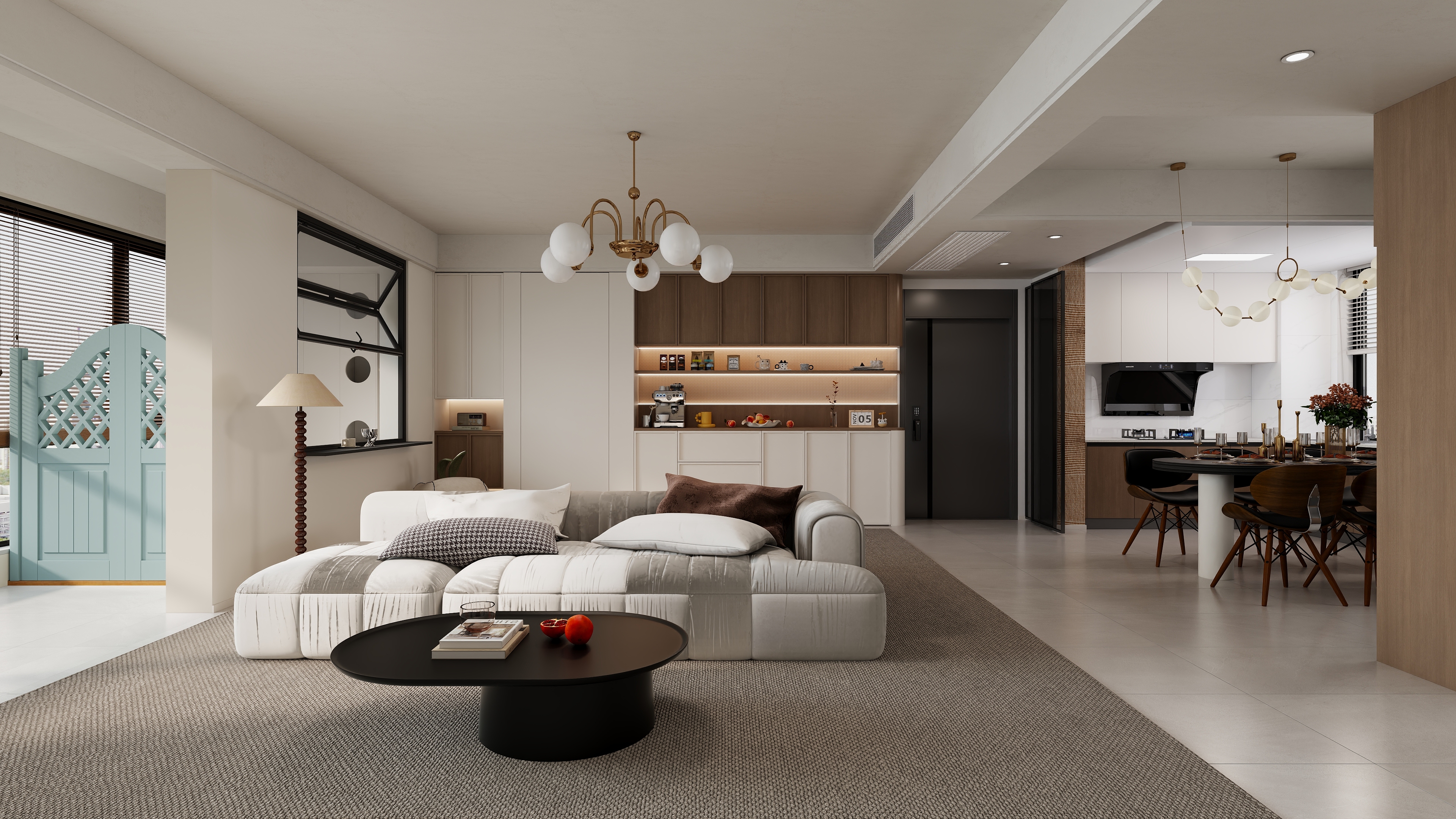 家颜悦色-嘉悦新盛璟城140m²中古风装修效果图