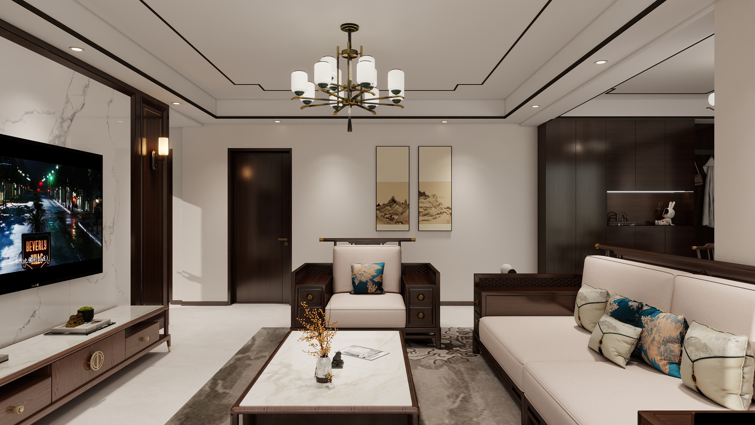 Designer飞-45平方中式客餐厅-装修设计方案