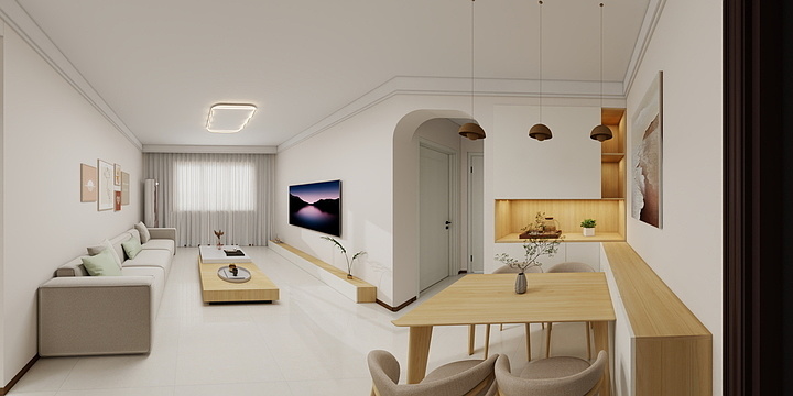 浩诺装饰-席家屯小三室东户型-装修设计方案