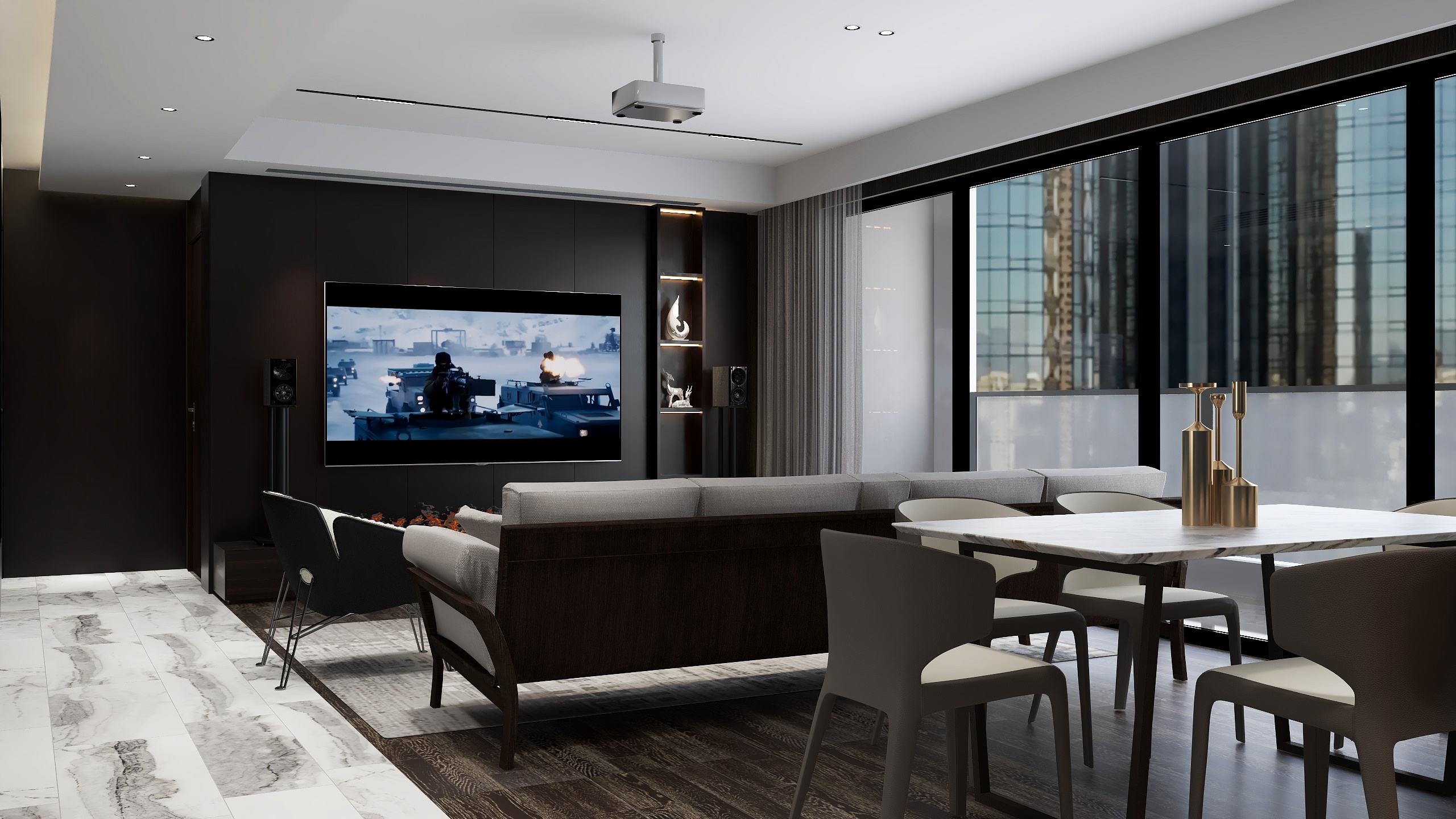 郑钧-暗黑系现代风格|151平四居平层-装修设计方案