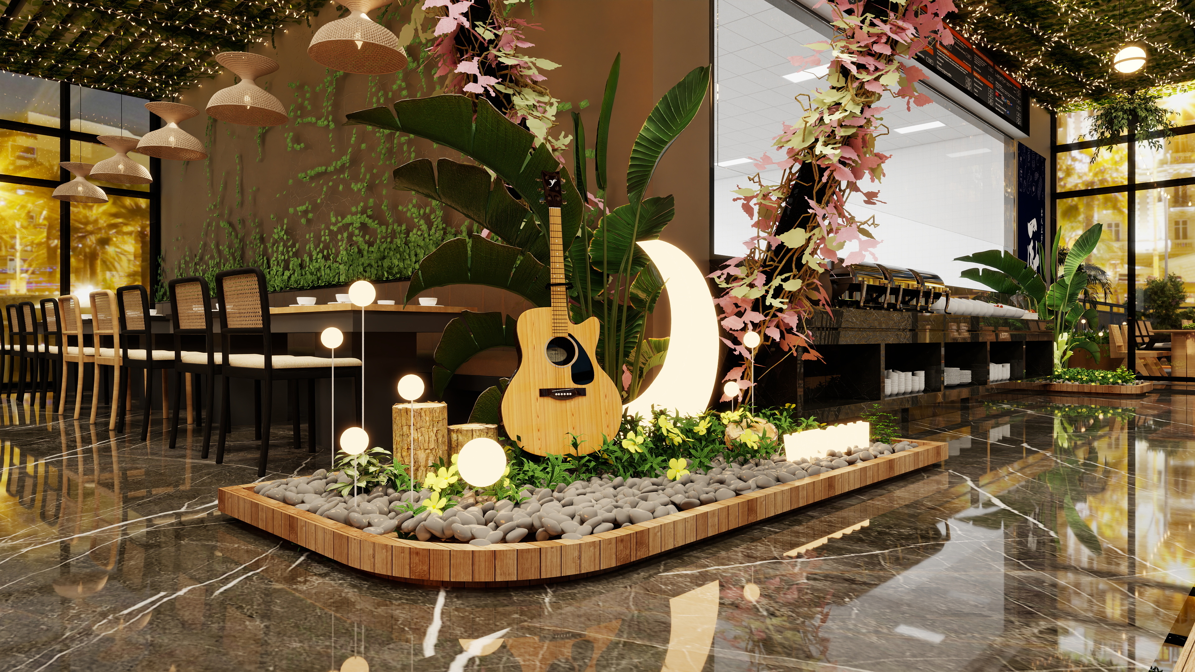 设计PXNl-1014-云南大学火锅店平面图(1)装修效果图