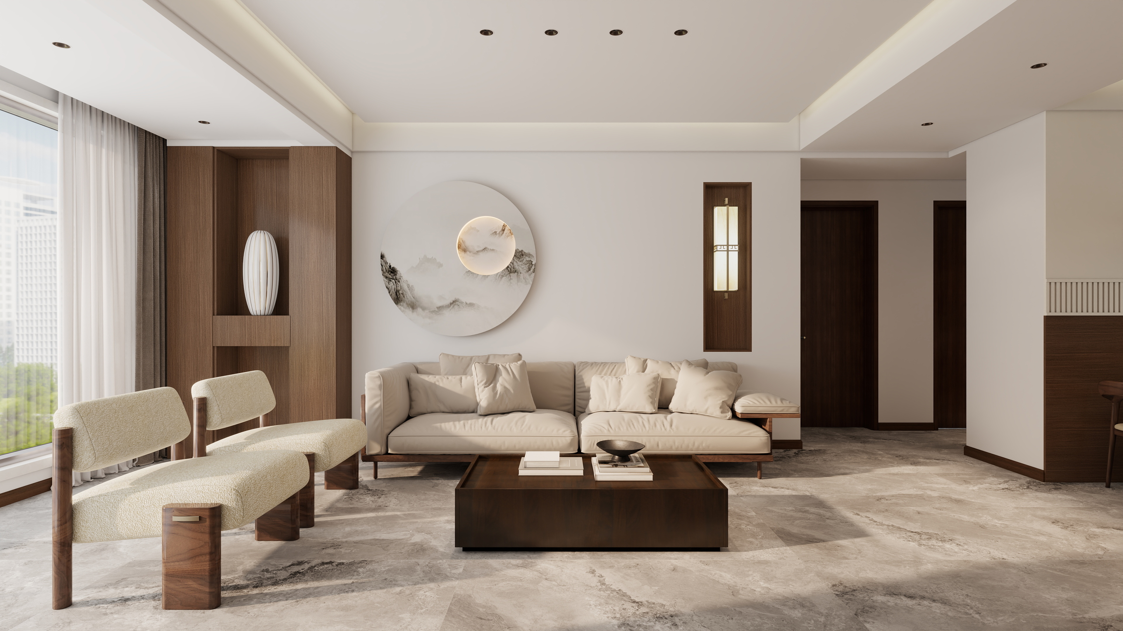 设计师石宏月-碧桂园105户型3室2厅1厨1卫新中式装修效果图