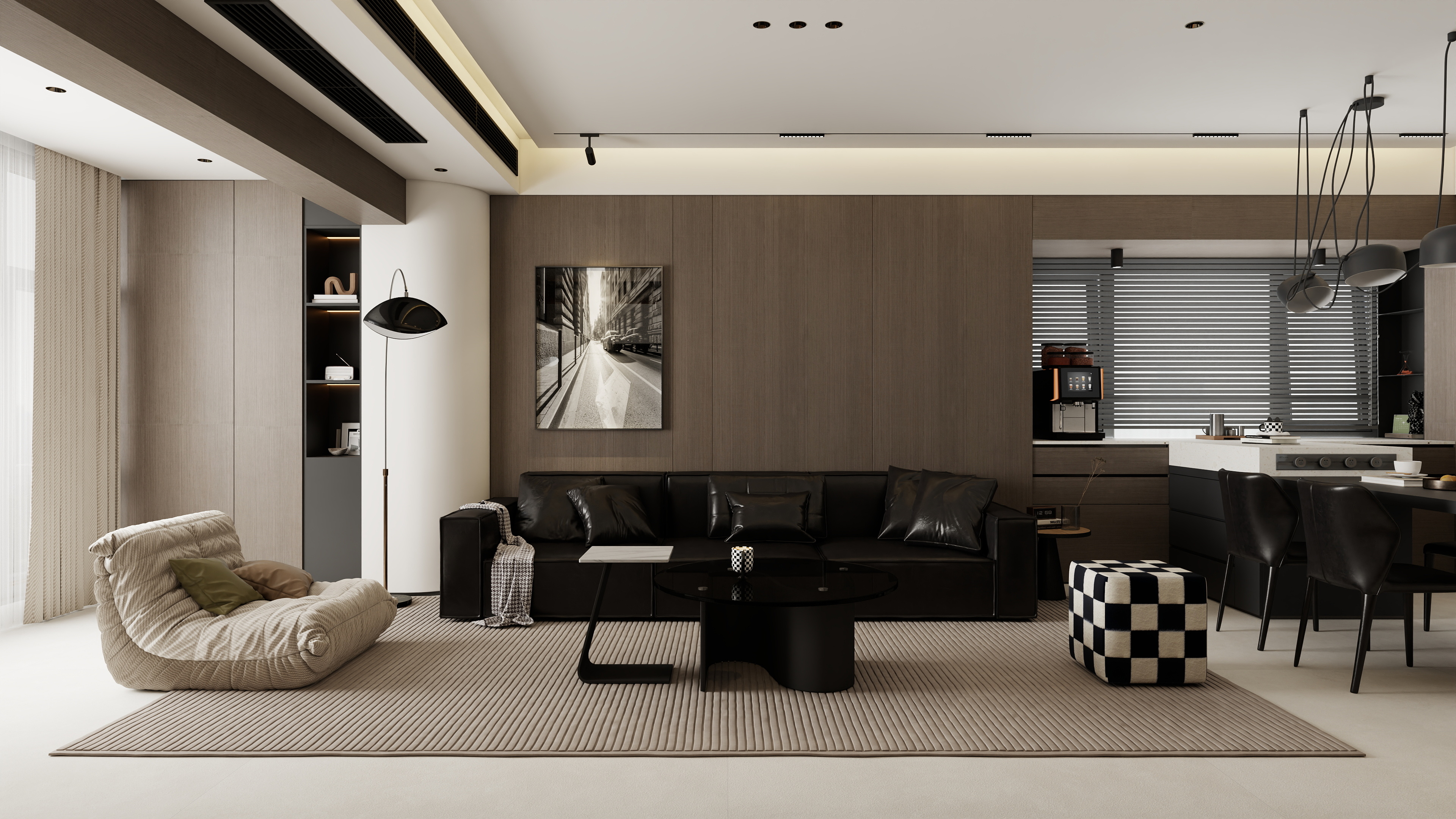 张煜强煜境设计-142平米意式极简三房装修效果图