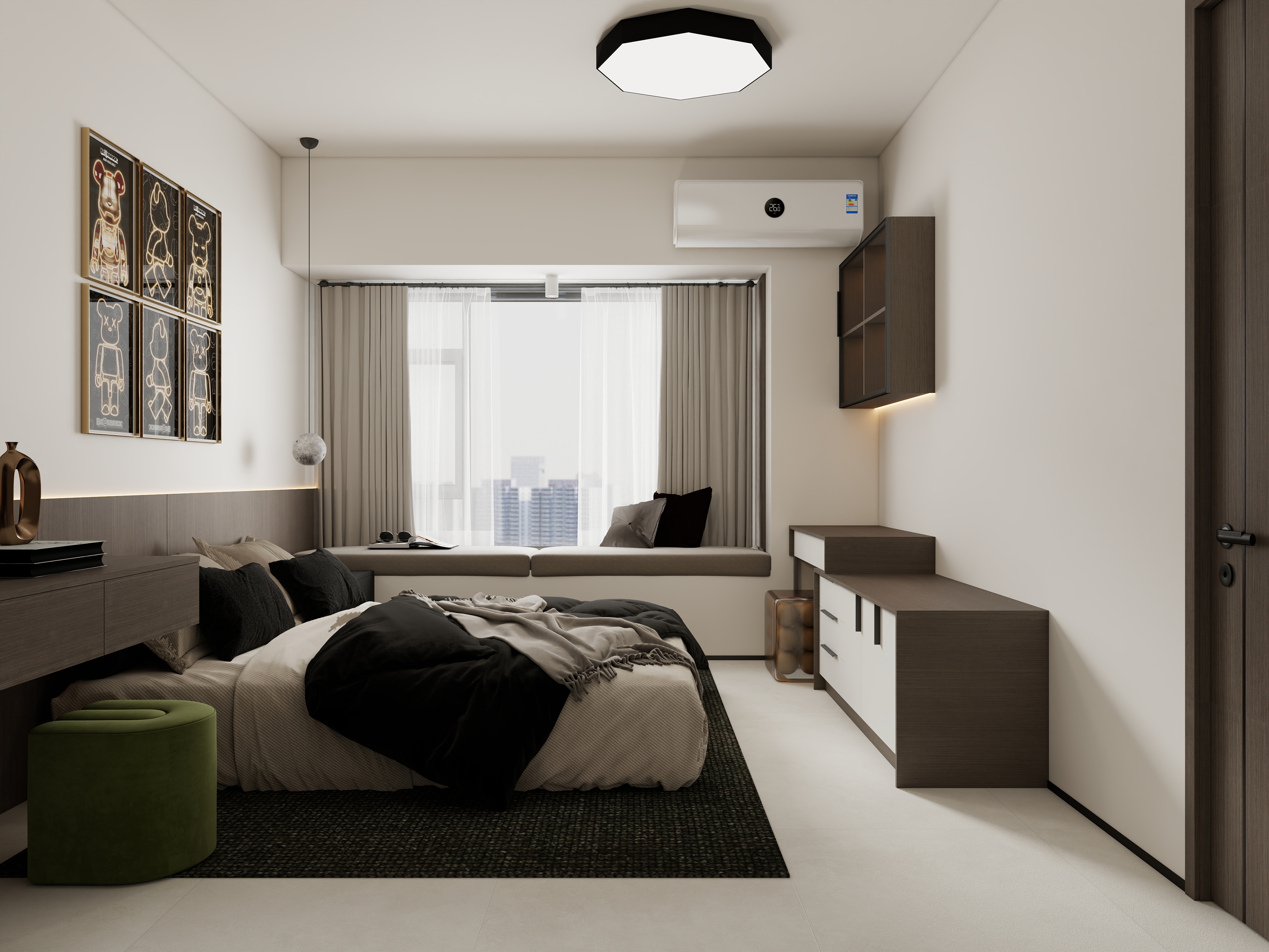 张煜强煜境设计-142平米意式极简三房装修效果图