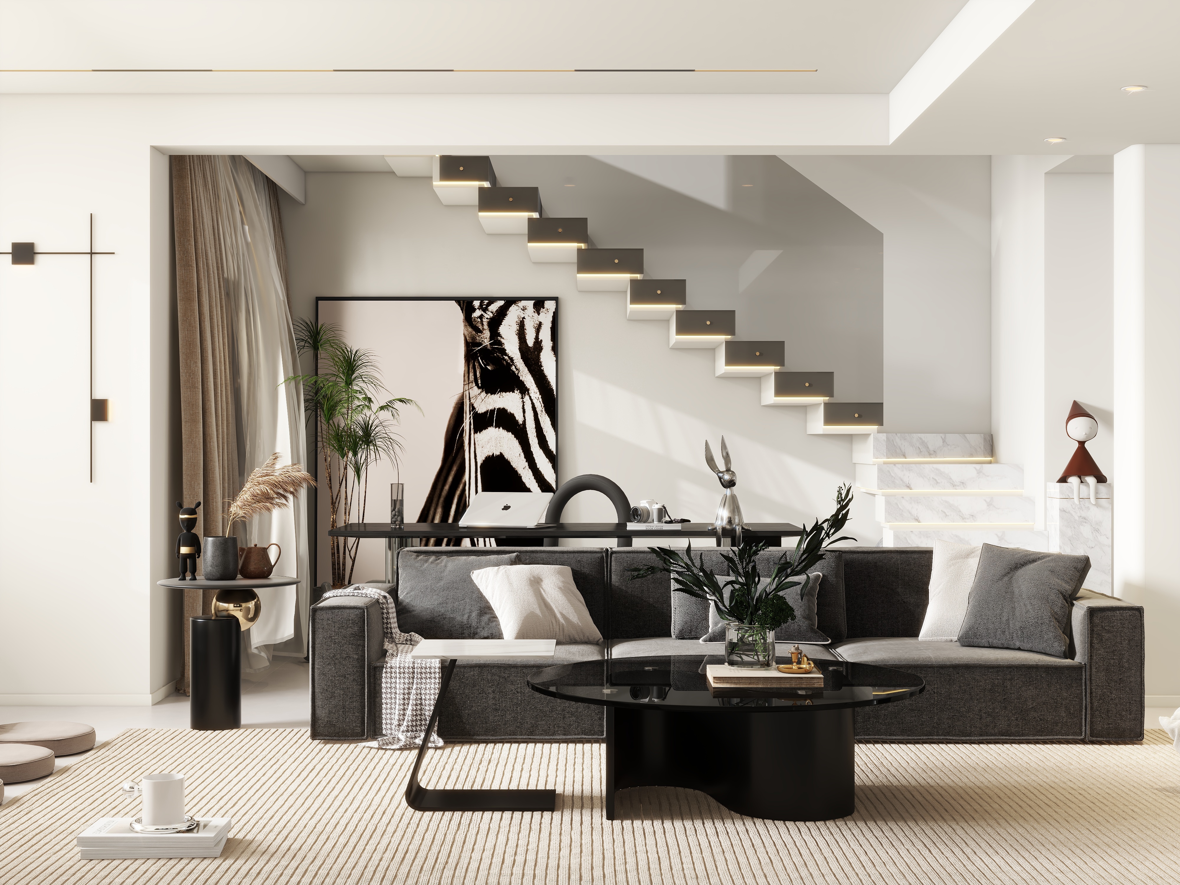 设计师珂源-碧水家园现代简约136㎡1室装修效果图